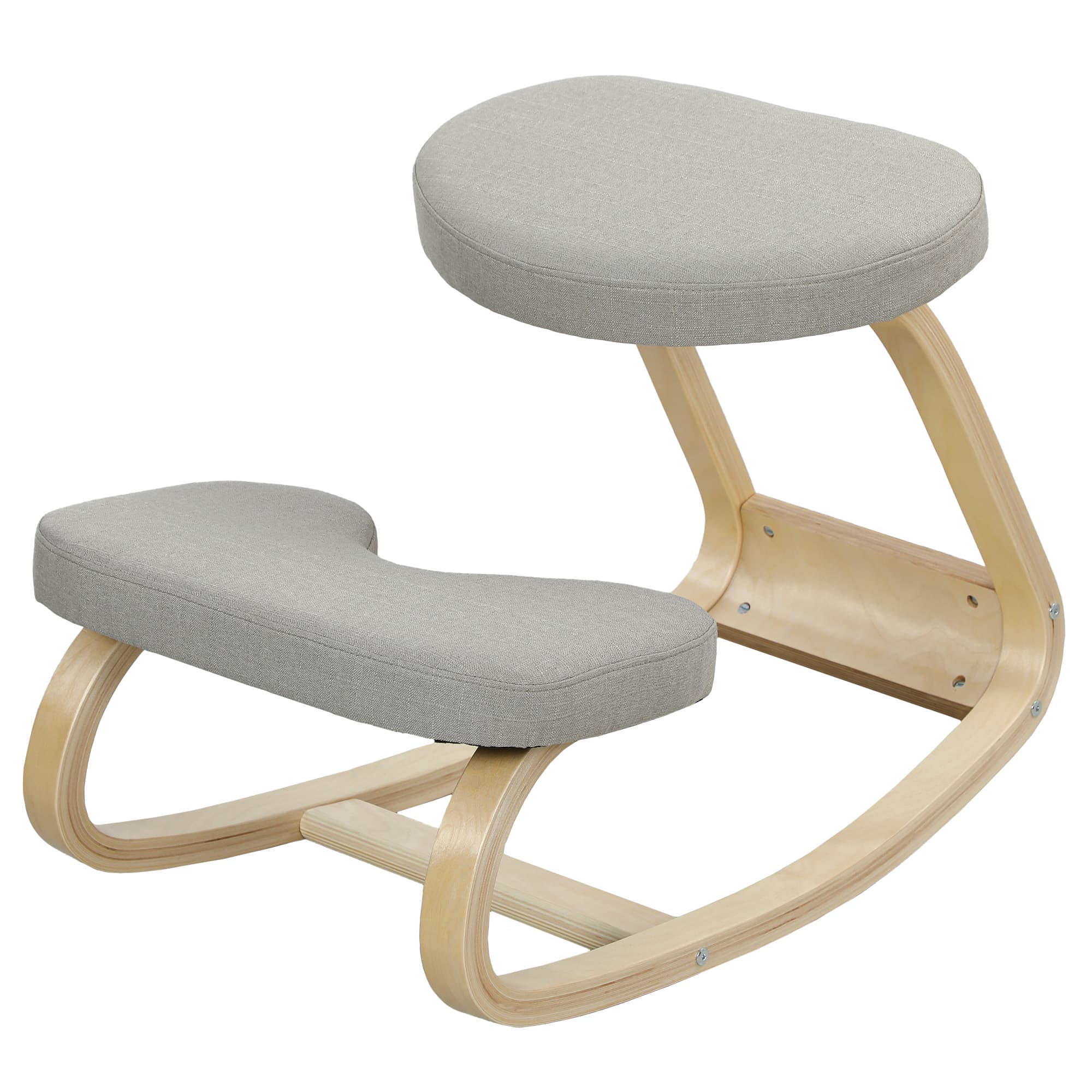 HOMCOM Chaise Genouillère à Bascule, en Tissu et Bois de Bouleau, 50x73x55 cm, Gris