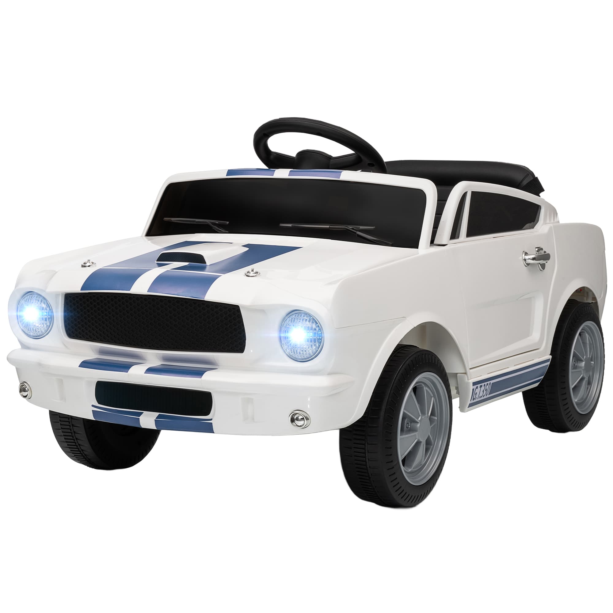 AIYAPLAY Voiture électrique 12V sous licence Ford Shelby GT 350 véhicule électrique télécommande télécommande 2,4G 3-6 ans blanc