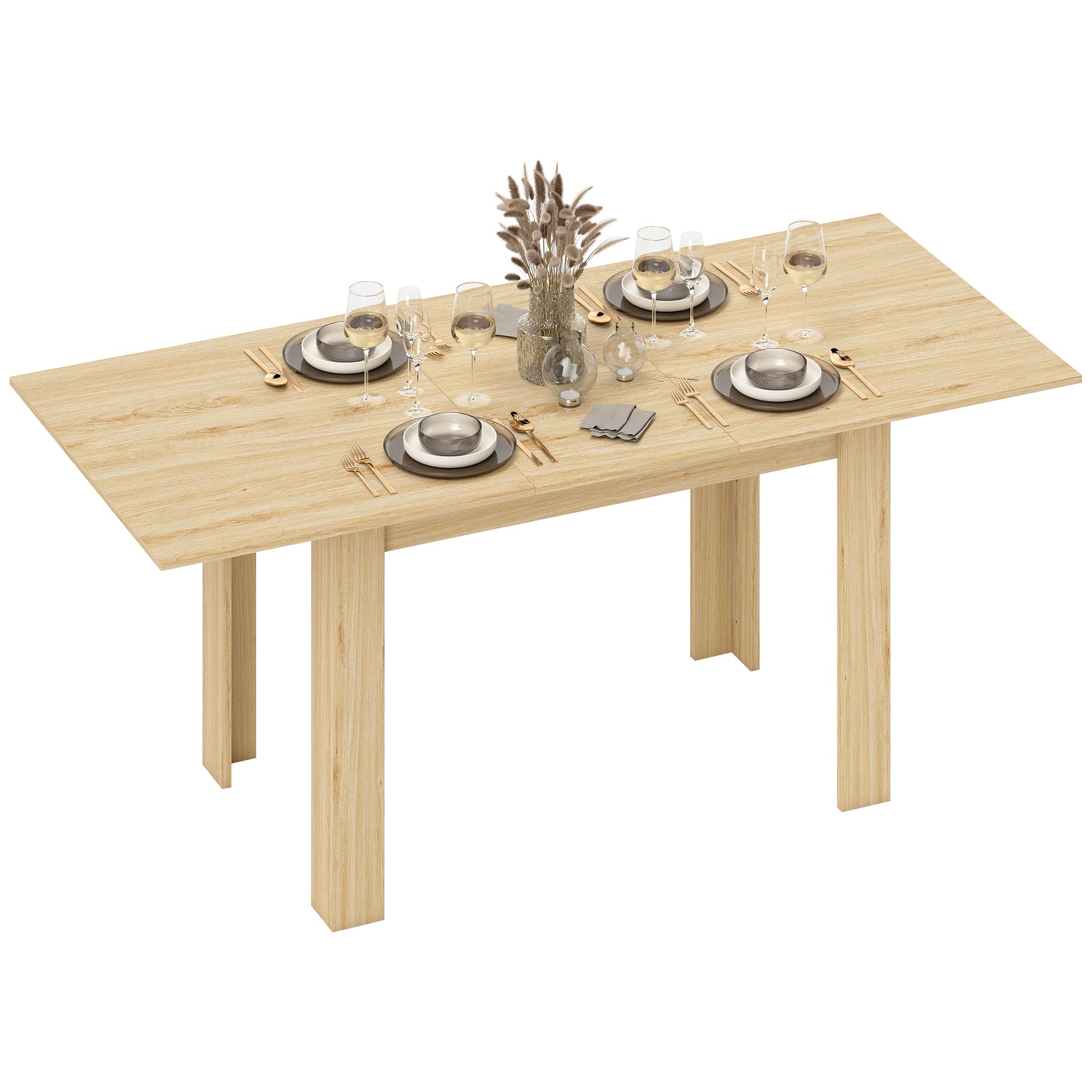 HOMCOM Table de Salle à Manger Extensible pour 6-8 Personnes, 140-180 x 80 cm, Couleur Bois