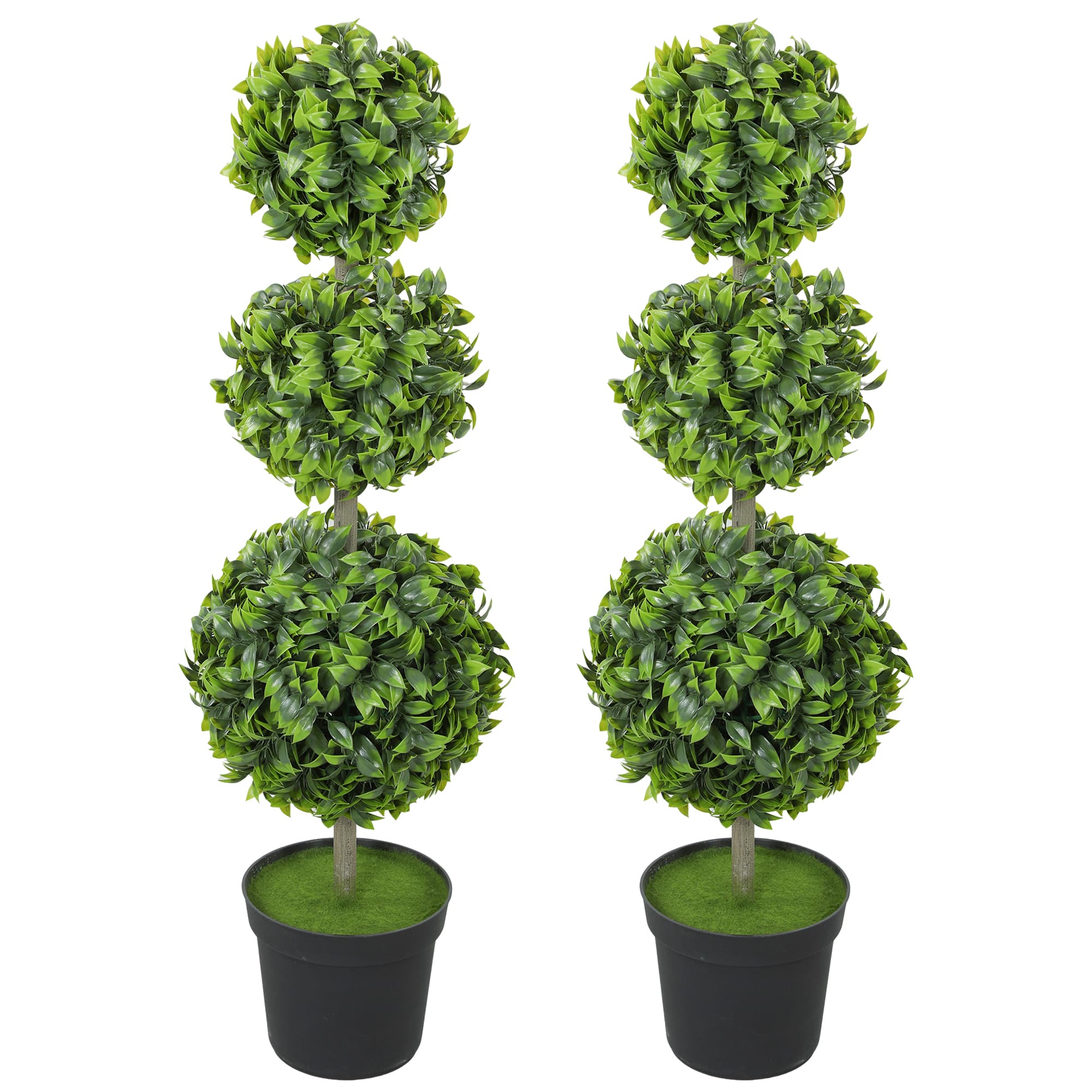 HOMCOM Plantes artificielles en pot, Feuilles en plastique, Terre floquée, Vert