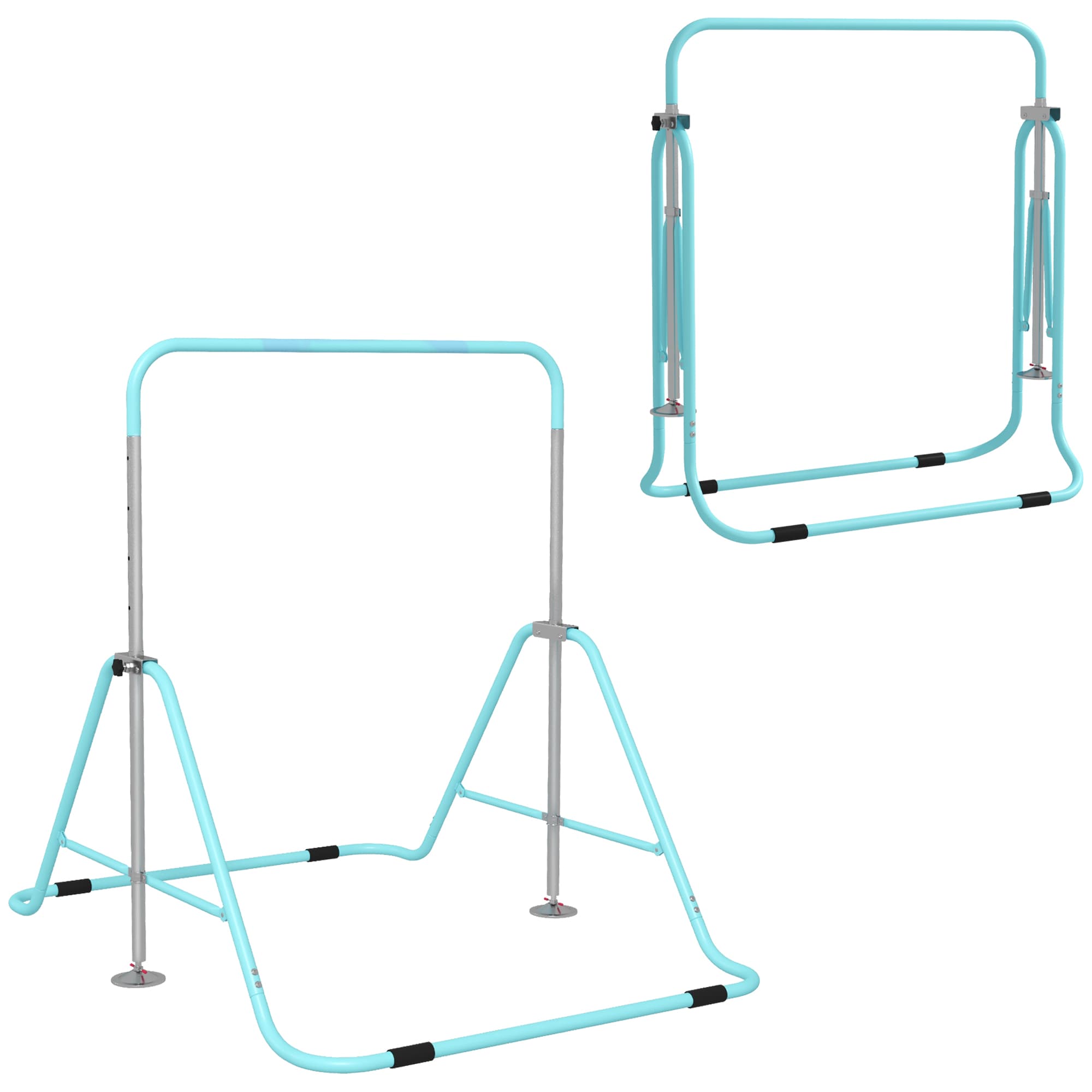 HOMCOM Barre fixe de gymnastique pour enfants pliante hauteur réglable de 88 à 128 cm vert