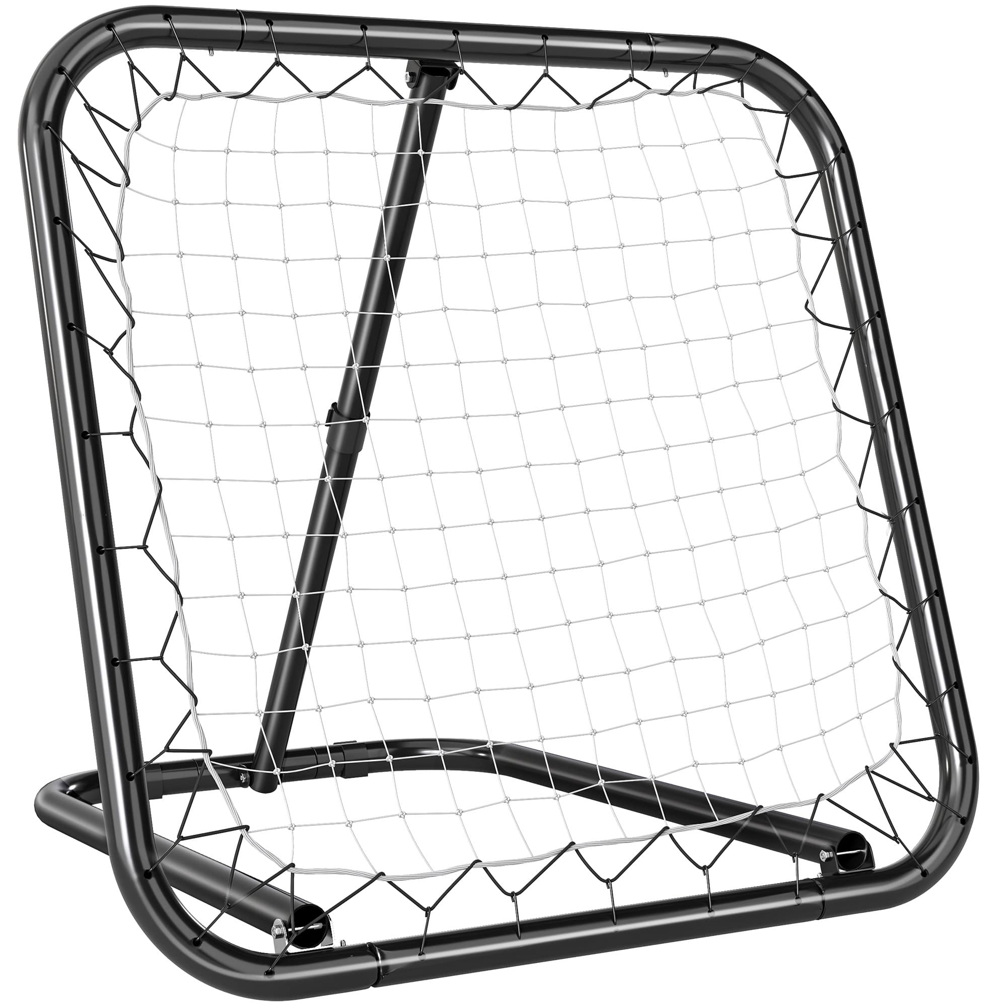HOMCOM Filet de rebond de football rebondisseur de football ajustable pliable portable 4 piquets de fixations au sol filet de PE noir blanc