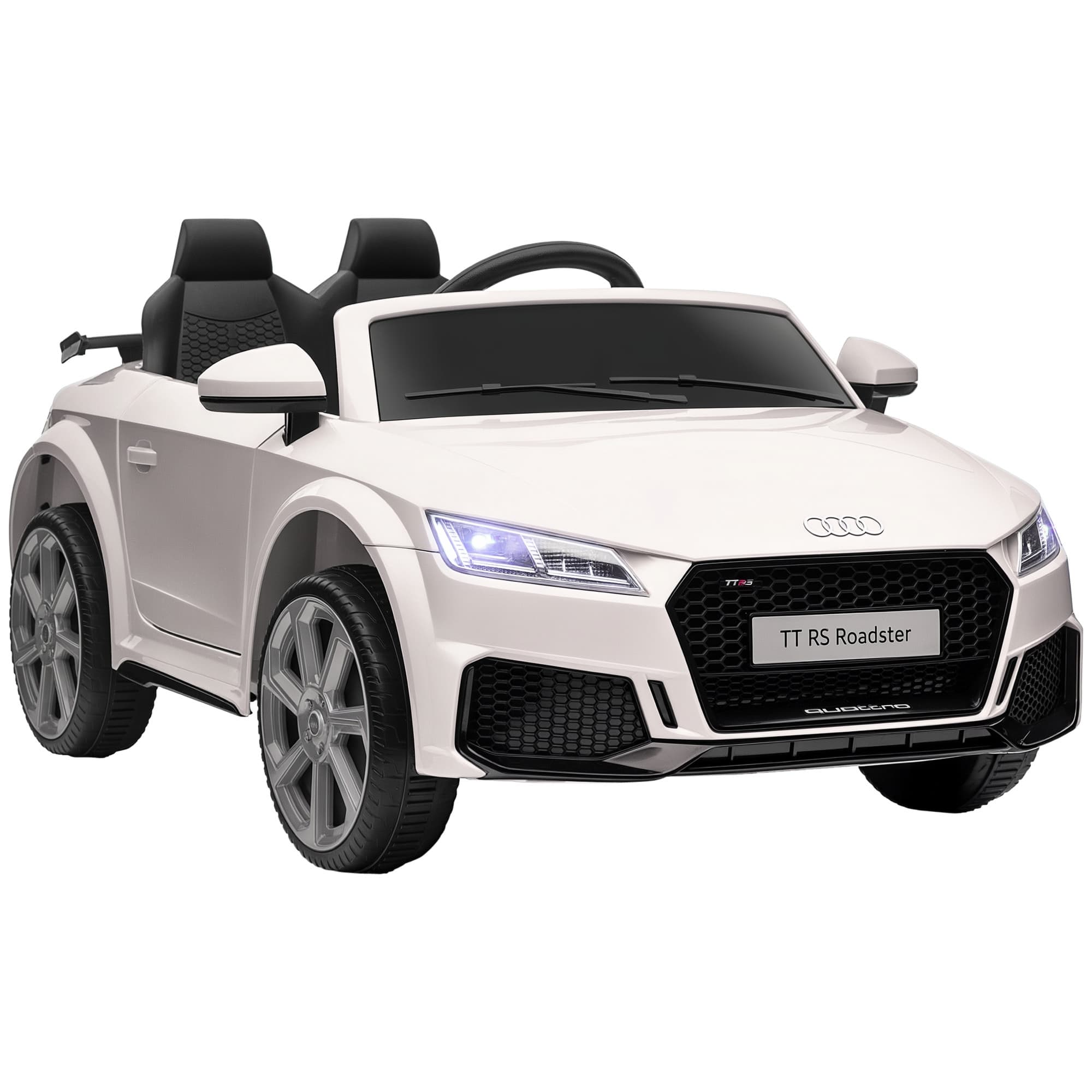 Homcom Voiture Véhicule électrique Enfants TT RS 2 Moteurs 12 V 35 W V. Max. 5 Km/h Télécommande 2,4 GHz Effets Sonores + Lumineux Blanc
