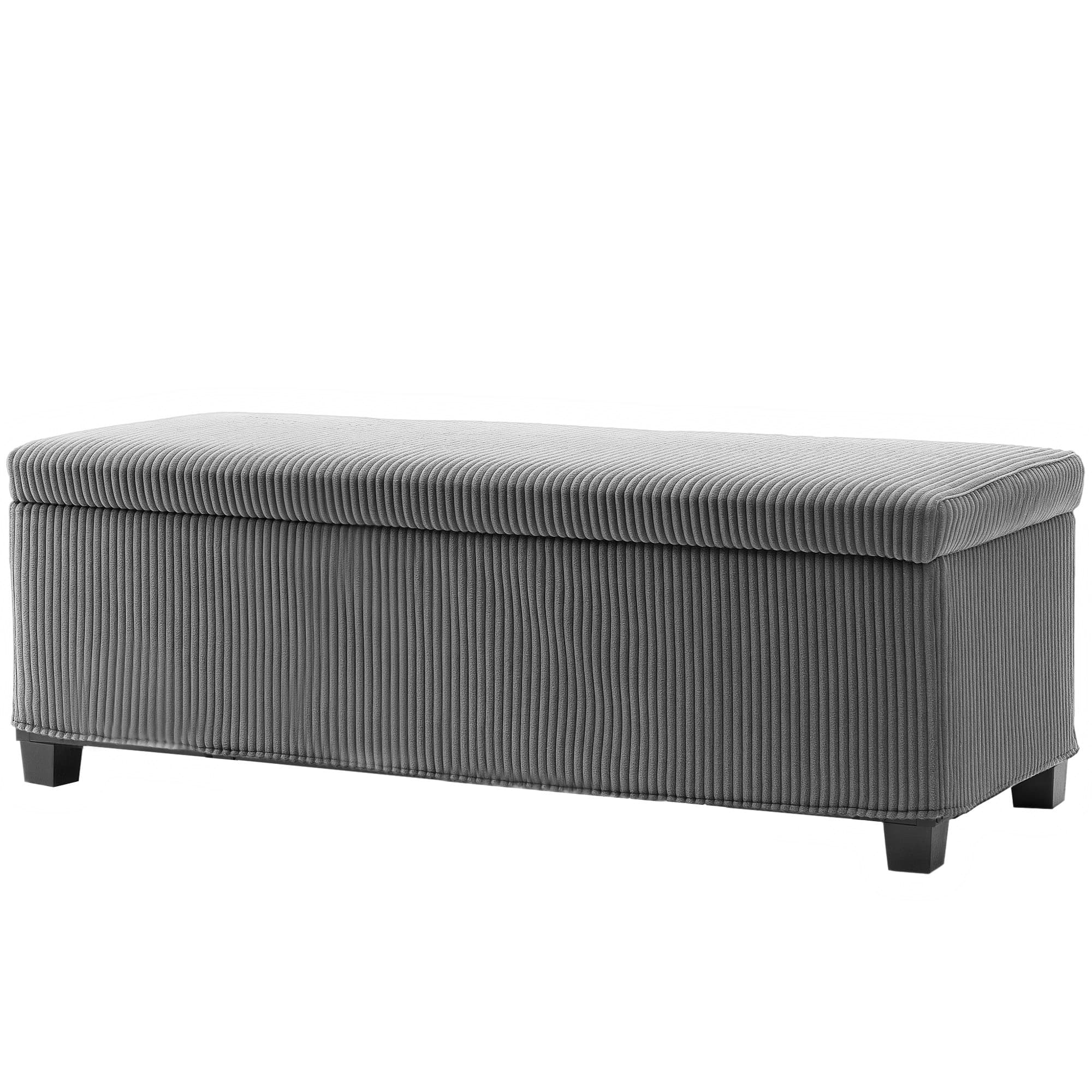 HOMCOM Banquette de Rangement Pliante Capacité de 84 L 112x42x40 cm Revêtement en Velours Pied de Lit pour Salon Chambre à Coucher Gris