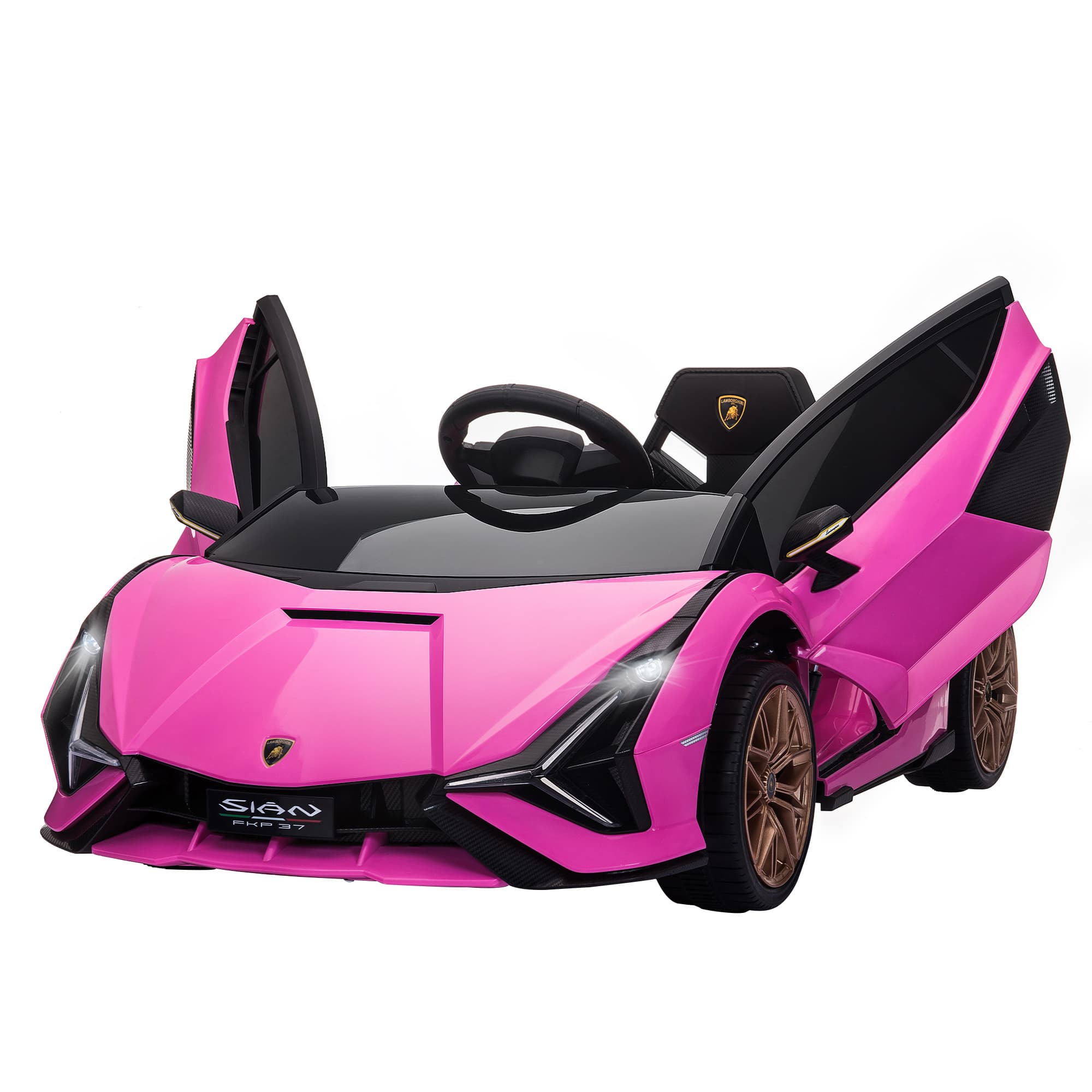 HOMCOM Voiture électrique Enfants de Sport Supercar 12 V - V. Max. 8 Km/h Effets sonores + Lumineux rose