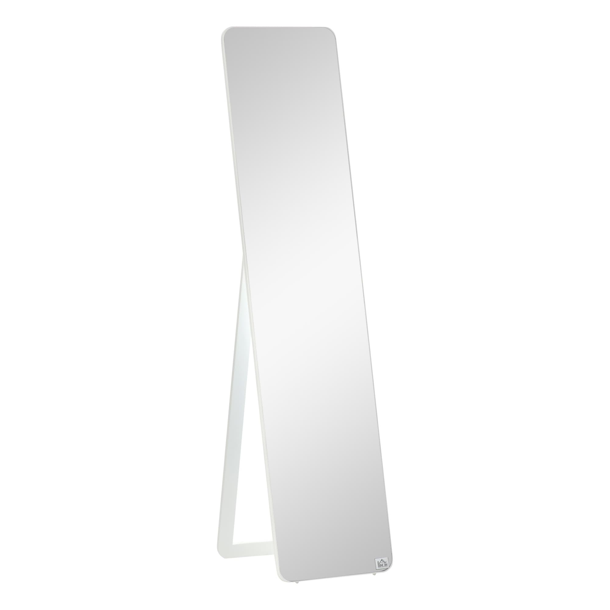 HOMCOM Miroir sur Pied et Mural rectangulaire dim. 37L x 43l x 156H cm Bois Aspect Blanc