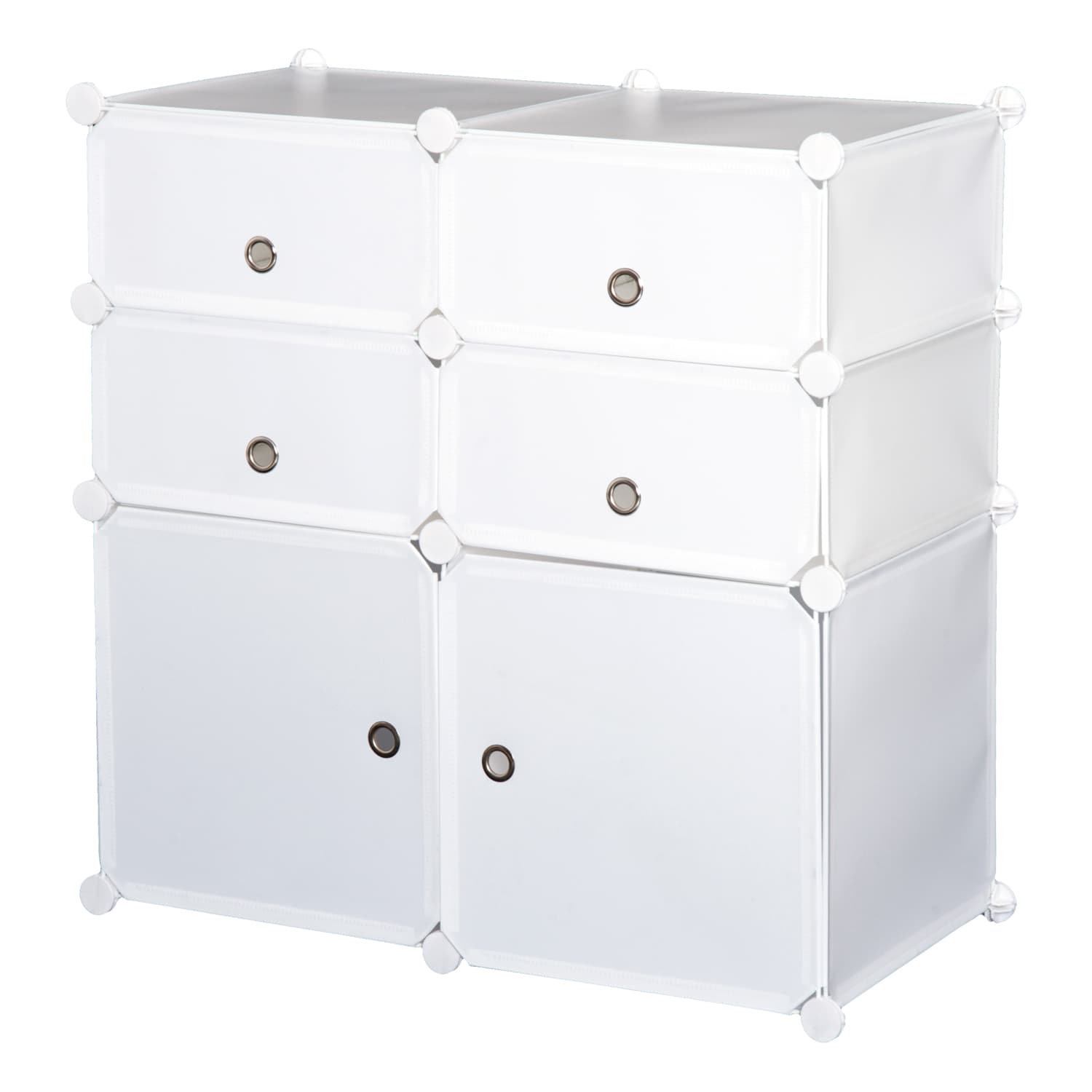 HOMCOM Meuble Rangement 3 Niveaux 6 Cubes Plastique Blanc Décoratifs 75x37x73cm Aosom France
