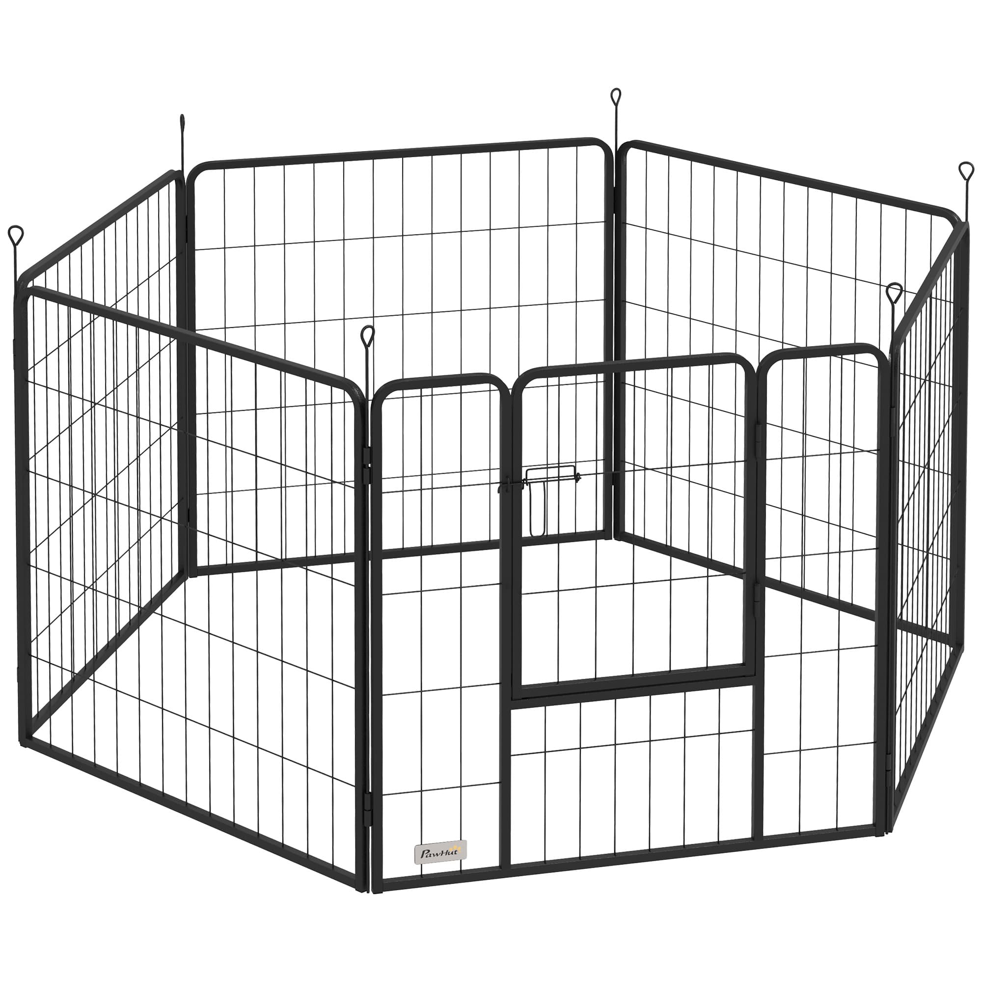 PawHut Parc pour chien, enclos chien 6 panneaux modulable et pliable, portable en acier avec porte 80 x 80 gris