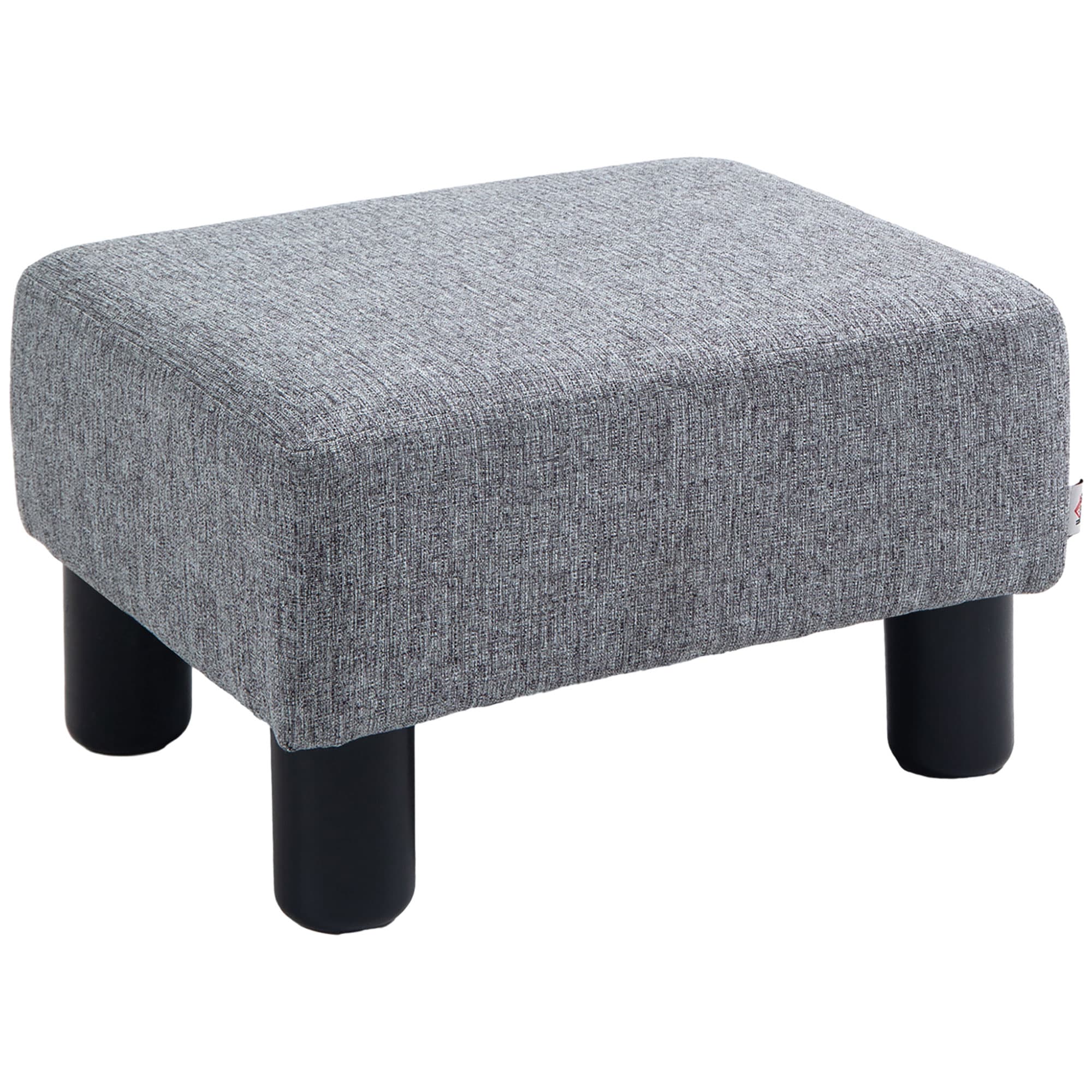 HOMCOM Pouf repose-pied tabouret bas en tissu de lin capacité de charge 150 Kg 40 x 30 x 24 cm gris