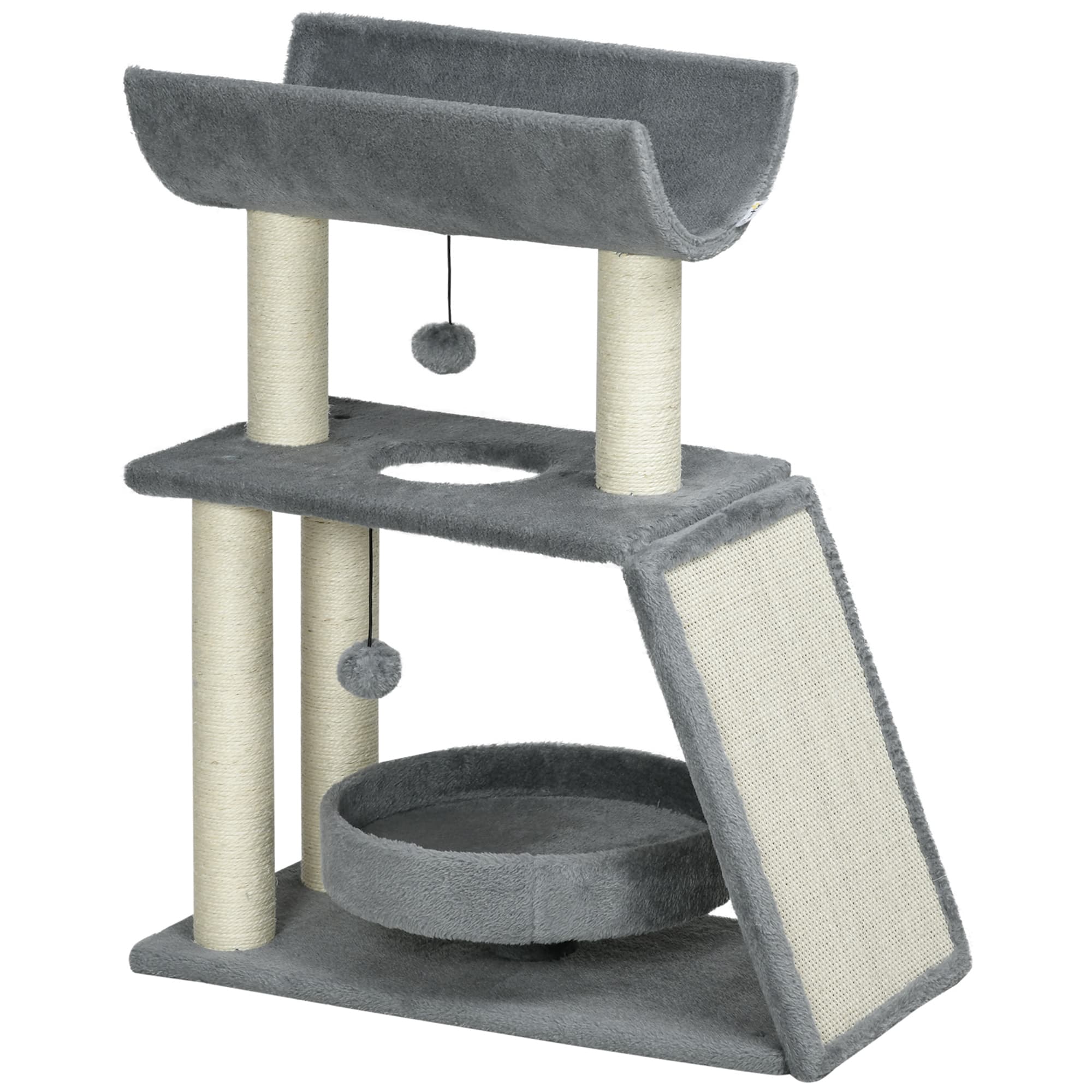 PawHut Arbre à chats design multi-équipements centre d'activités griffoirs grattoir plateformes lit jeu boule suspendue