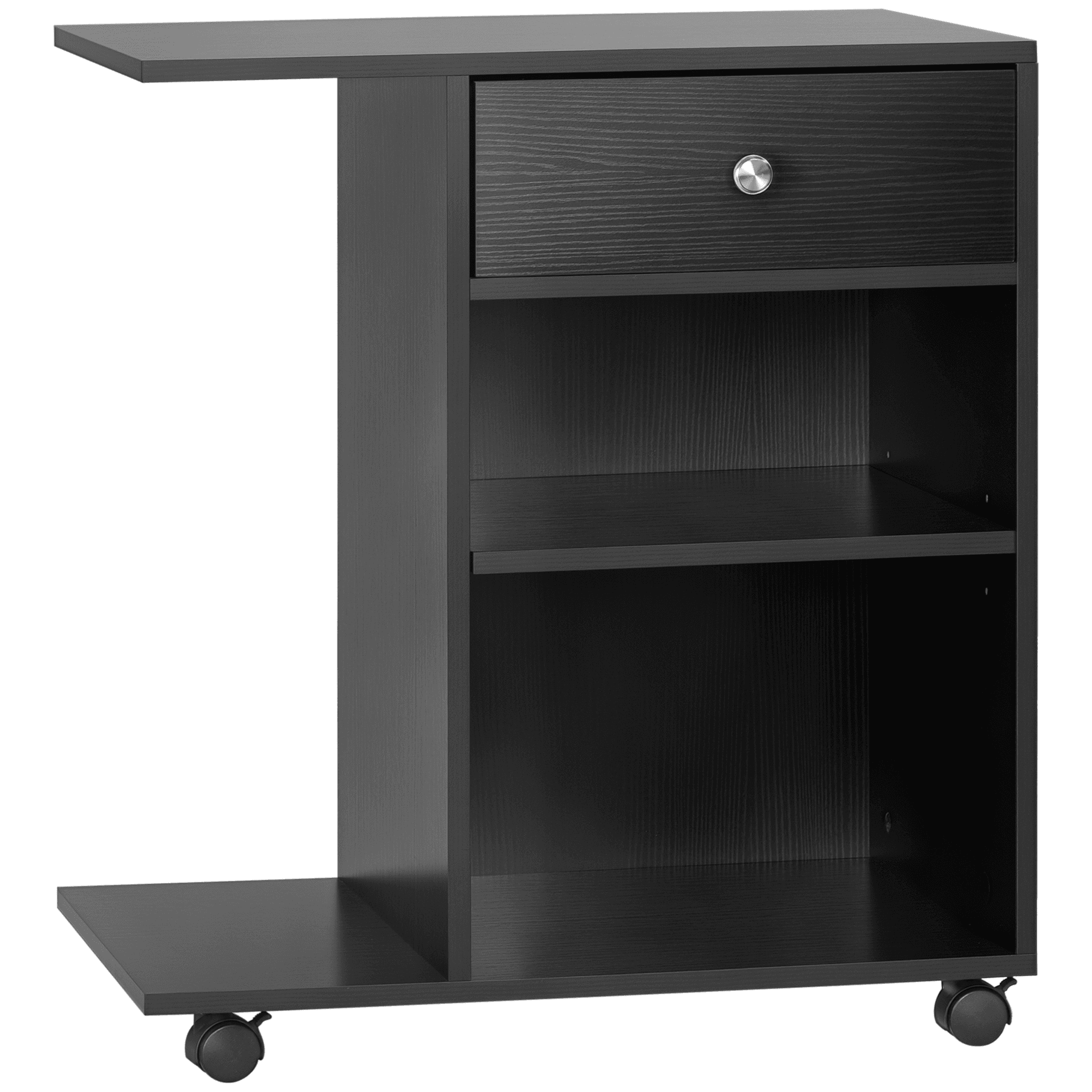 Vinsetto Support d'imprimante en bois caisson de bureau à roulettes organisateur de bureau avec tiroir et support CPU 60 x 40 x 68,5 cm noir