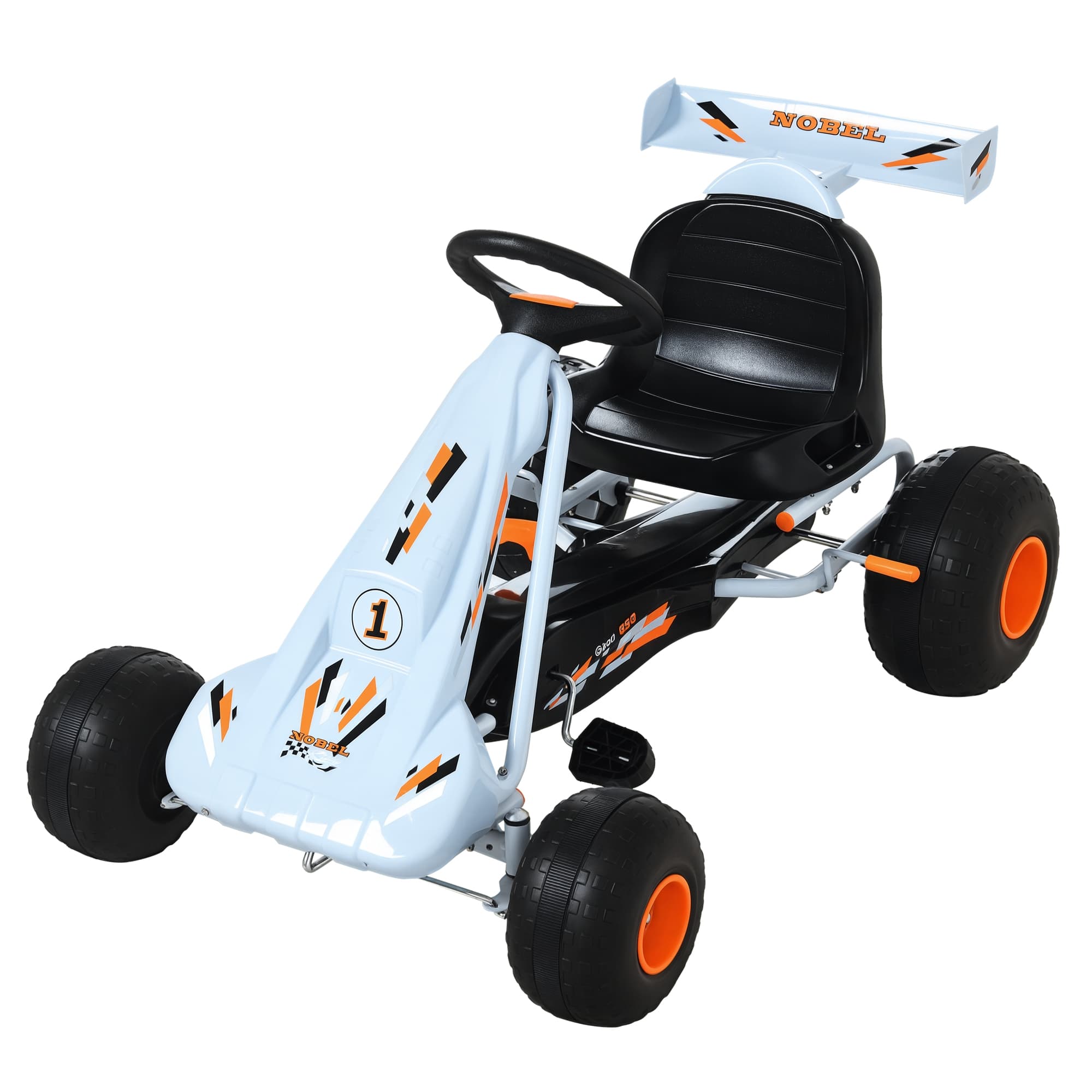 HOMCOM Kart à pédales Go-Kart pour enfants de 3 à 8 ans siège réglable métal plastique 97L x 66l x 59H cm charge max. 35 Kg
