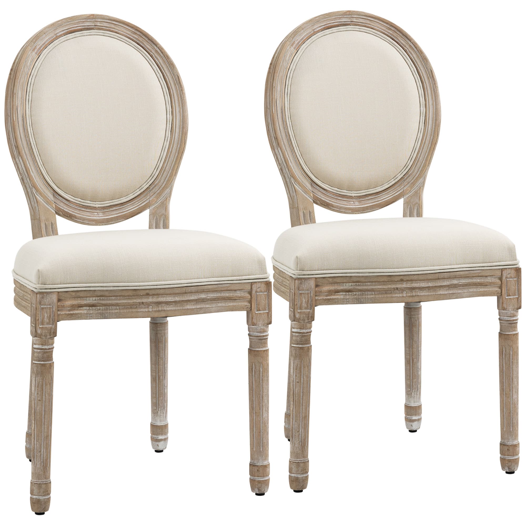 HOMCOM Ensemble de 2 chaises de salle à manger chaise de cuisine design vintage et élégant mousse épaisse dossier rond sans accoudoirs