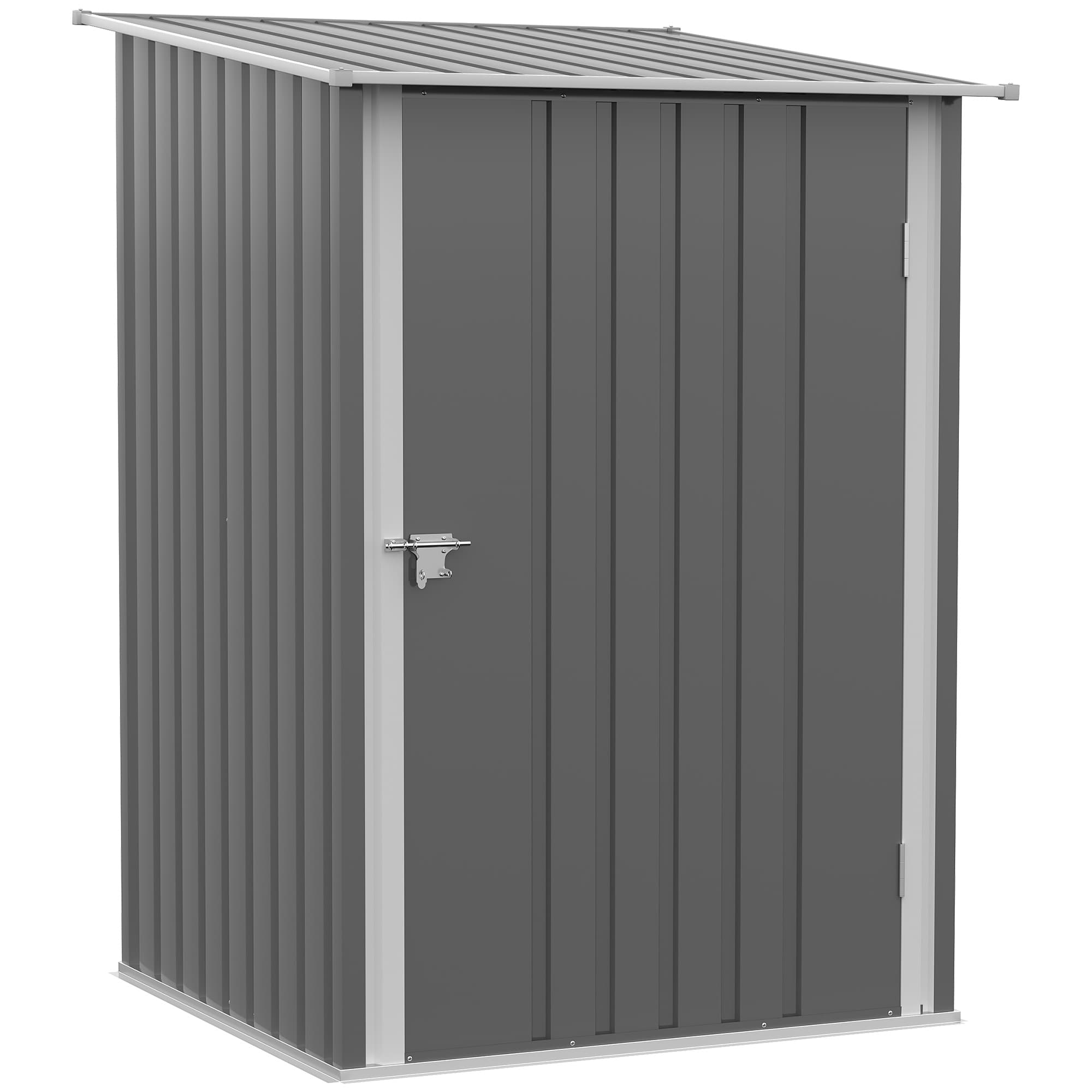 Outsunny Abri en Métal Abri Jardin Métal en Tôle d'Acier Ondulée 1m2 avec Porte Verrouillable - Remise pour Outils 1x1.03x1.6 m, Gris Aosom France