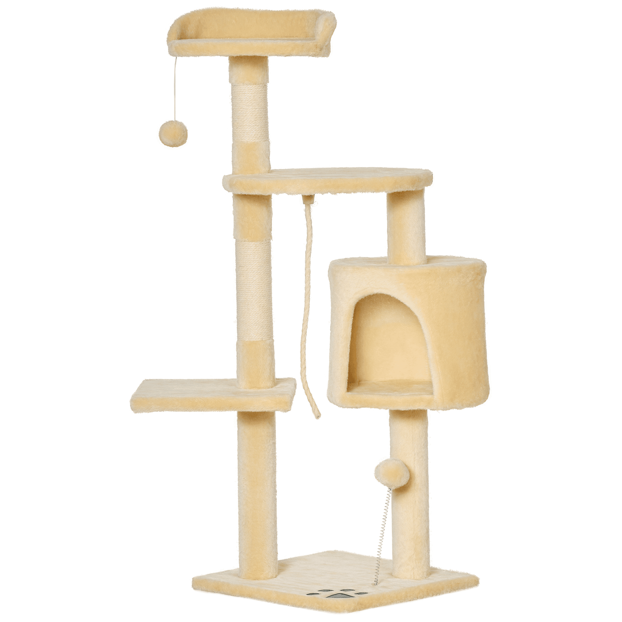 PawHut Arbre à Chats Multi-Activités Griffoirs Plateformes Niche Jouets Sisal Naturel Beige Aosom France