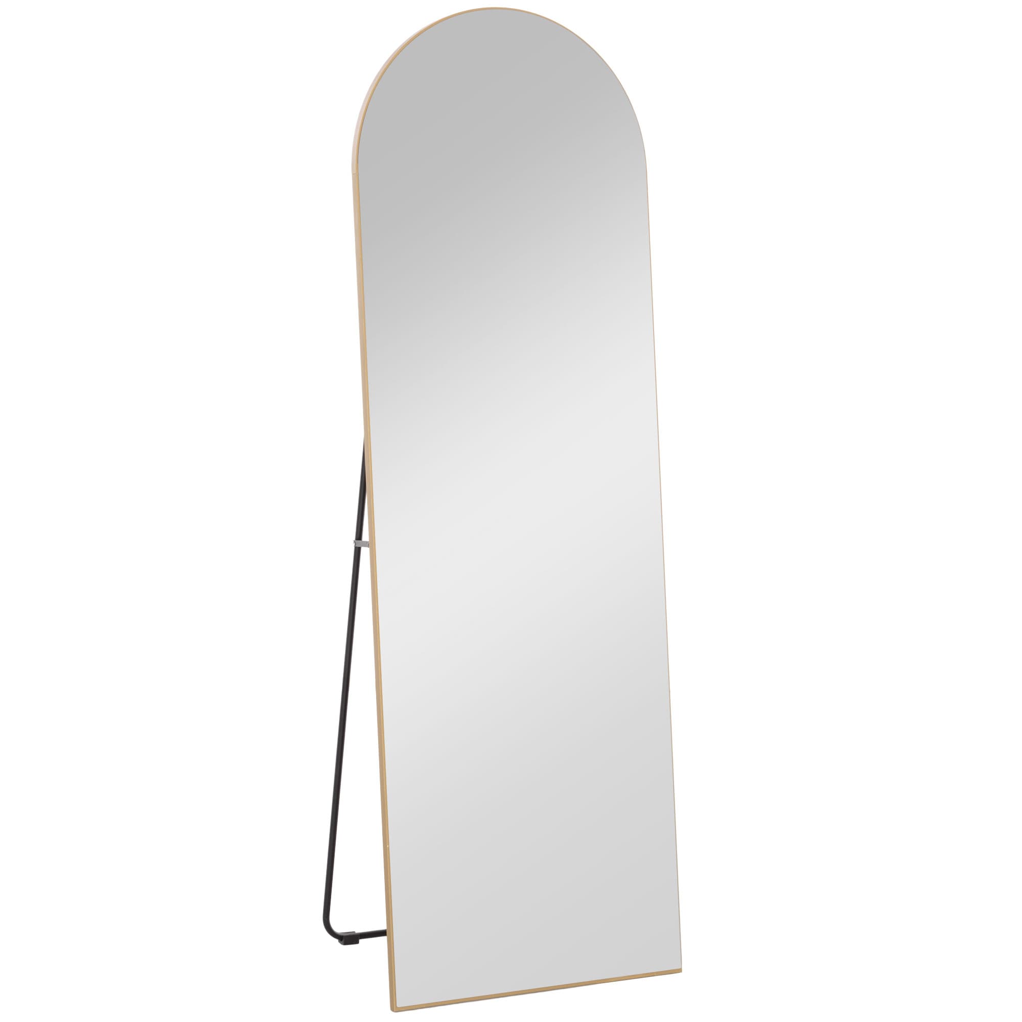 HOMCOM Miroir en pleine longueur 50 x 150 cm miroir sur pied grand miroir mural sans cadre pour salon, ton doré