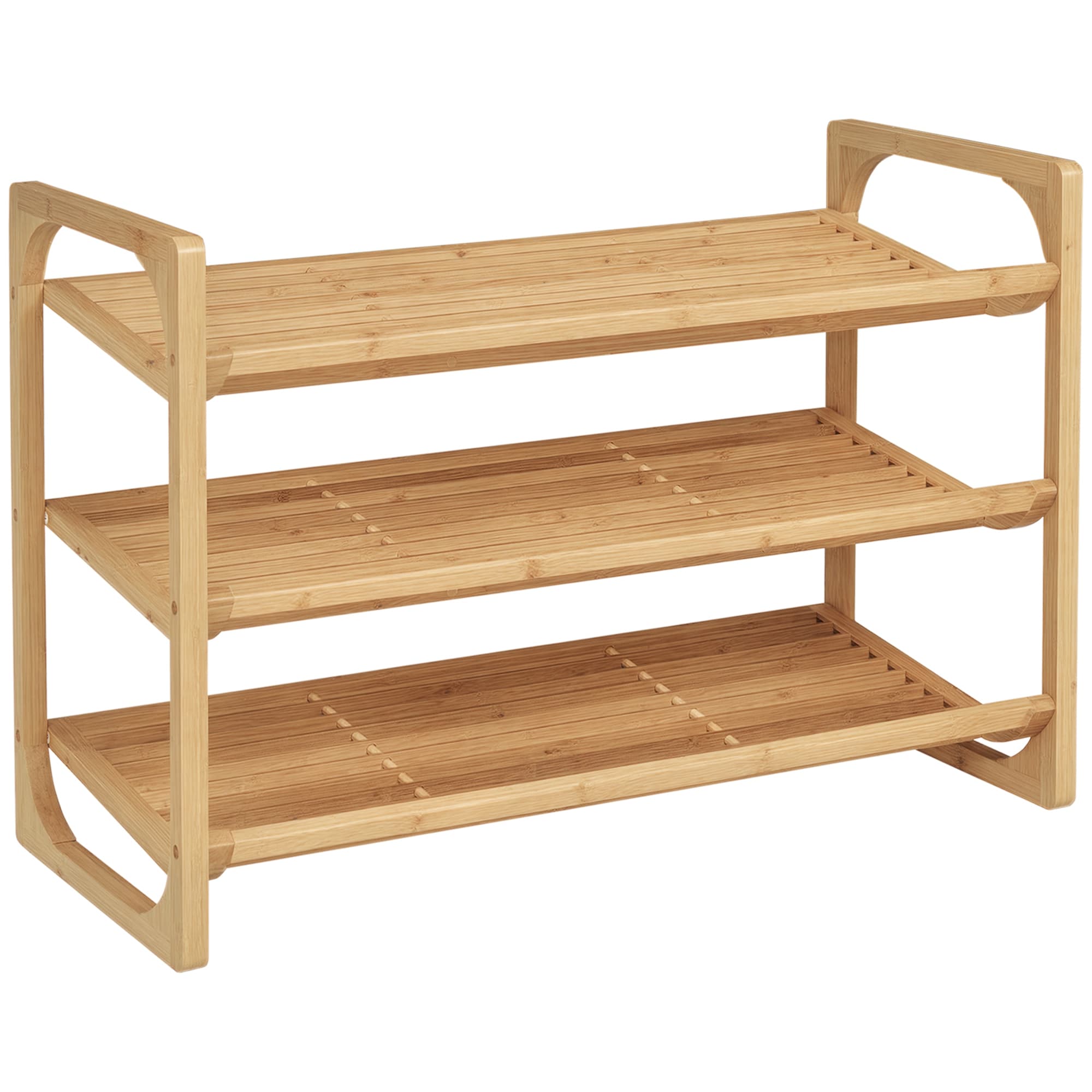 HOMCOM Étagère Bambou Naturel 9 Paires Chaussures 3 Niveaux Pratique Aosom France