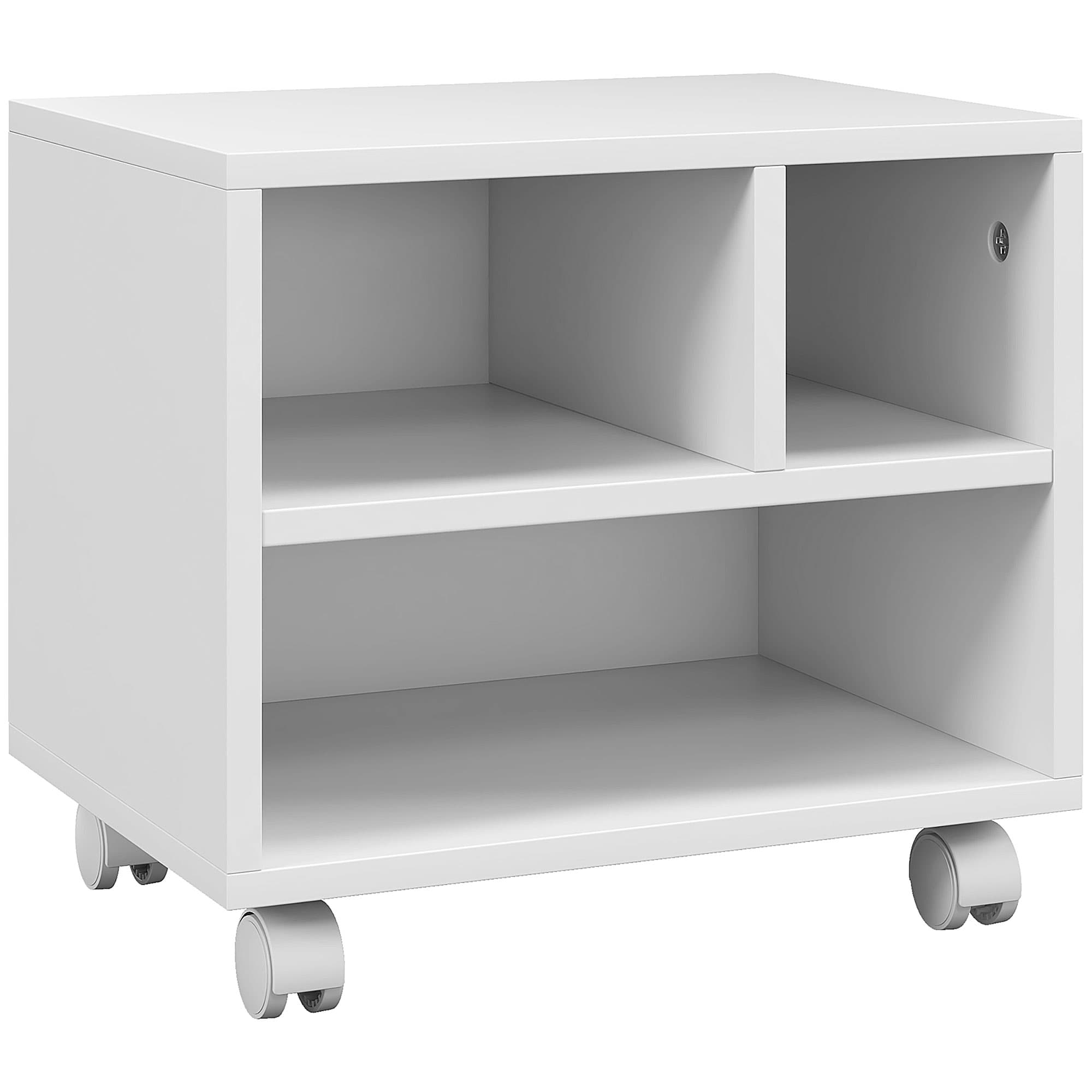 HOMCOM Support d'imprimante meuble de rangement bureau caisson 4 compartiments ouverts 40L x 30l x 36H cm blanc