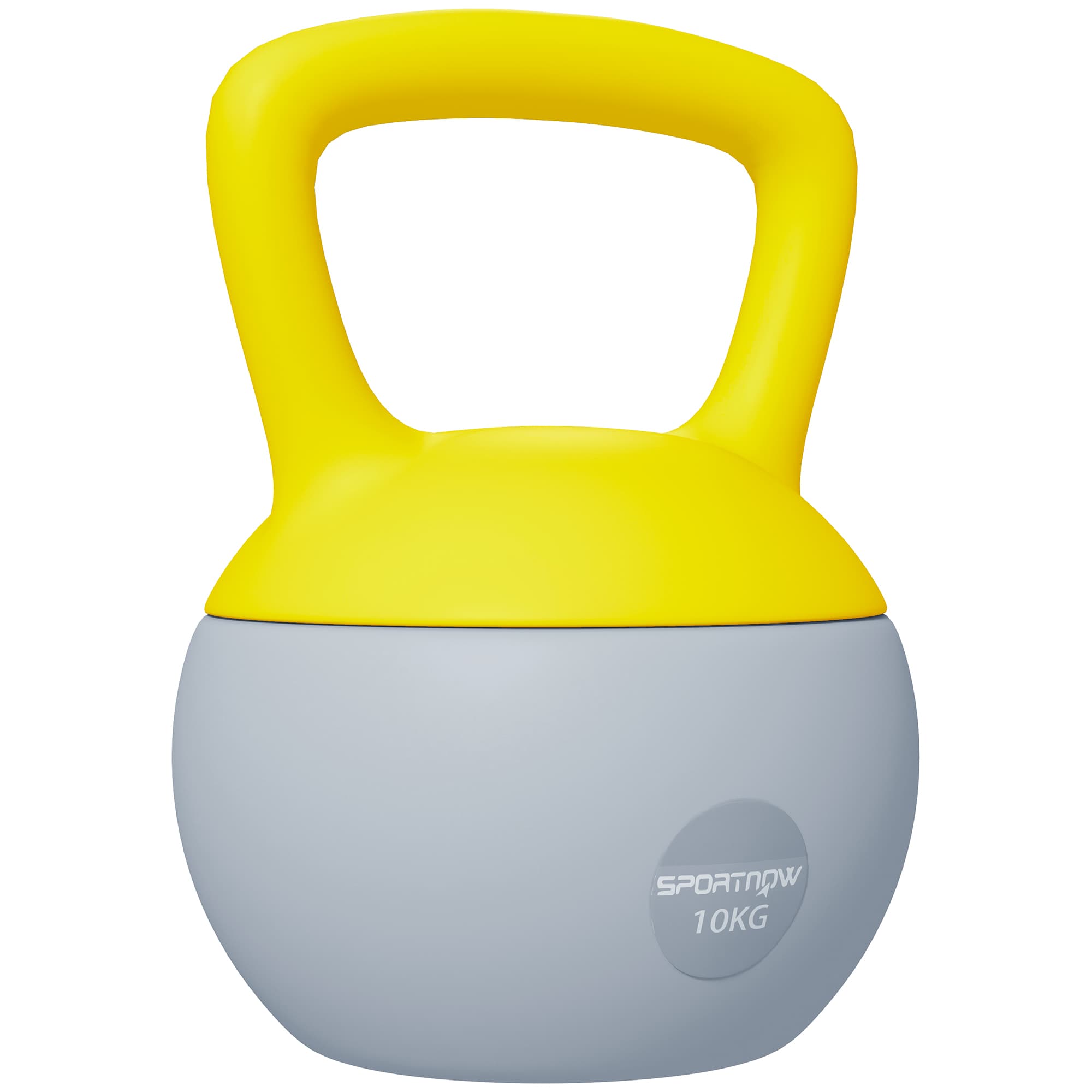 SPORTNOW Kettlebell 10kg haltère avec poignée antidérapante pour fitness musculation cardio, gris et jaune