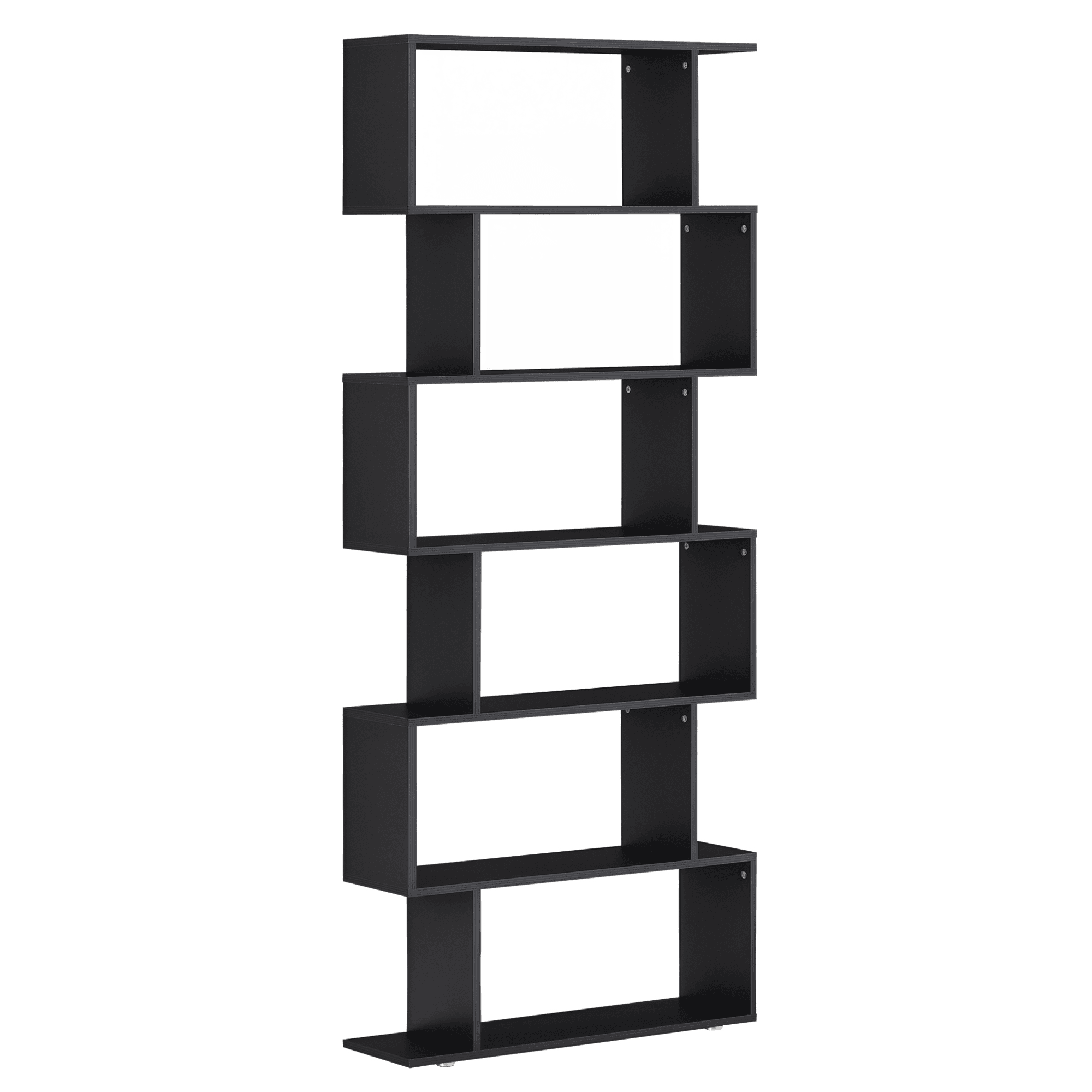 Homcom Bibliothèque Etagère de Livres Etagère ZigZag 6 Niveaux Design Contemporain 80 x 25 x 192 cm Noir