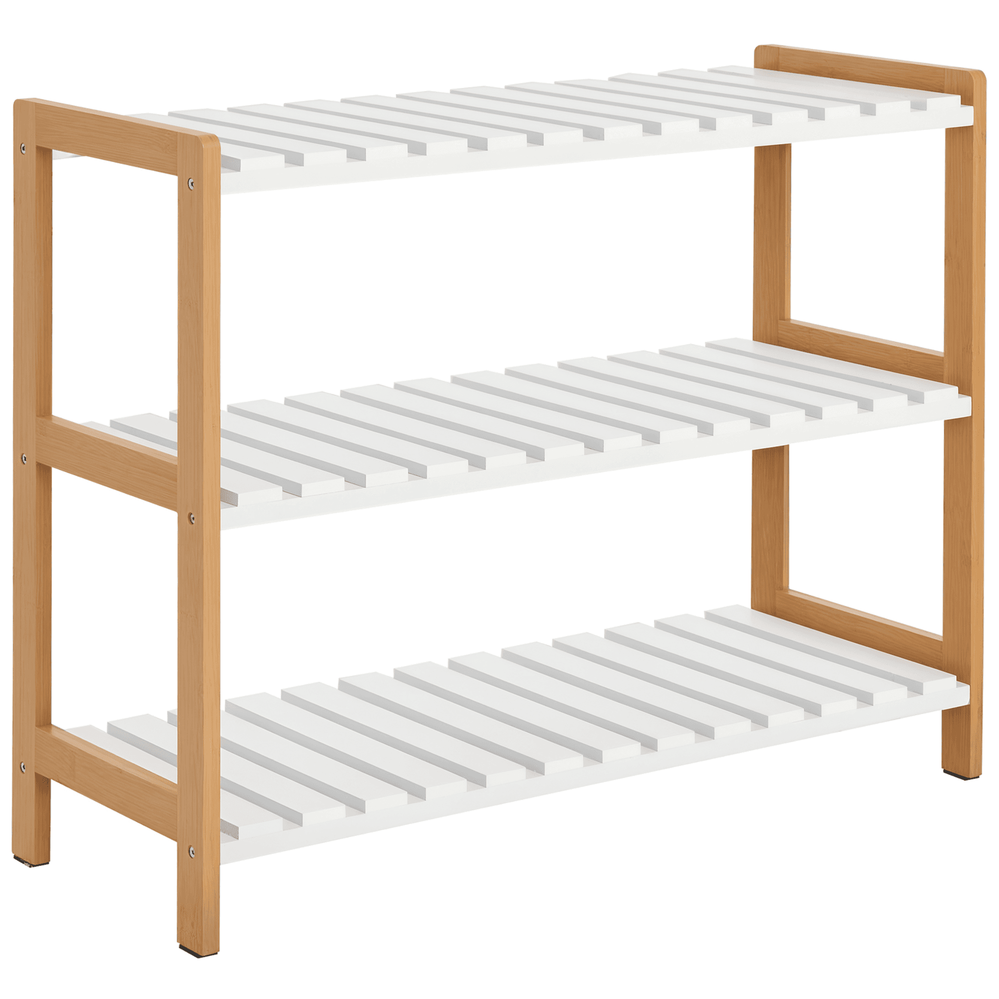 HOMCOM Étagère à Souliers 3 Niveaux en Pin Massif pour Couloir Compact 70x26x57,5cm Aosom France