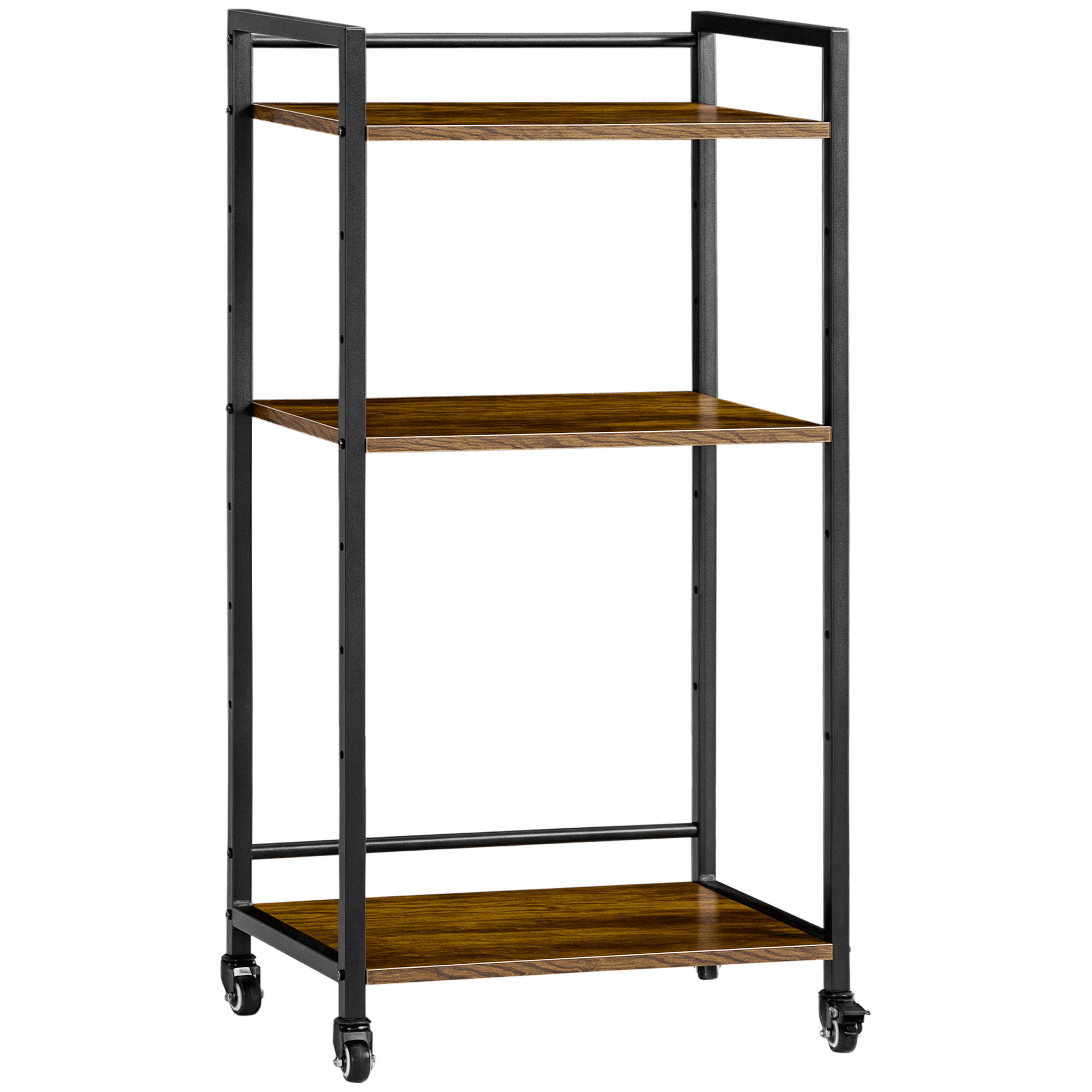 HOMCOM Support d'imprimante meuble étagère de rangement sur roulettes avec 3 étagères en panneaux de particules et métal - dim. 50L x 35l x 100,5H cm