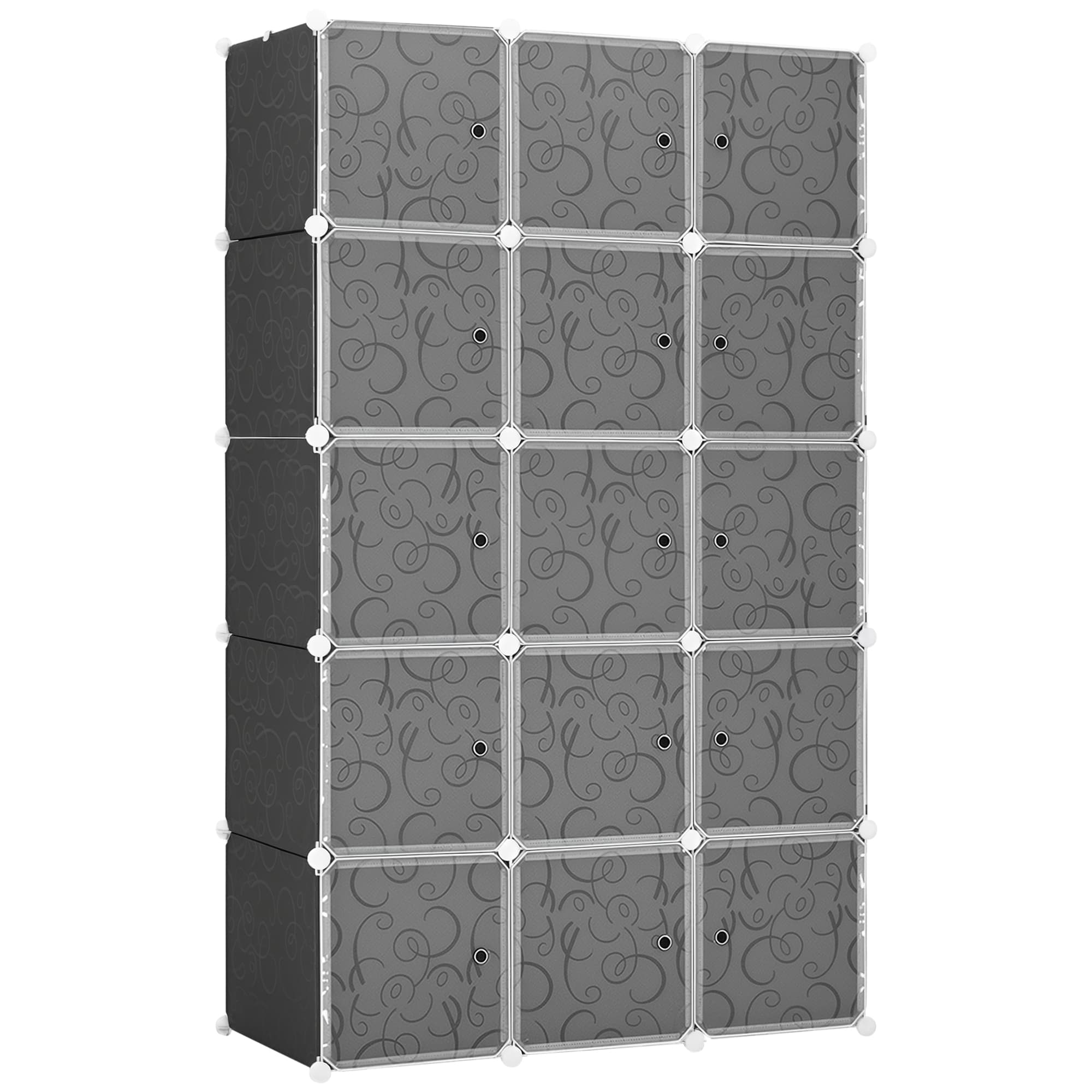 HOMCOM Armoire Modulaire Design Noir et Blanc 15 Cubes Spacieuse 111x47x183cm Aosom France