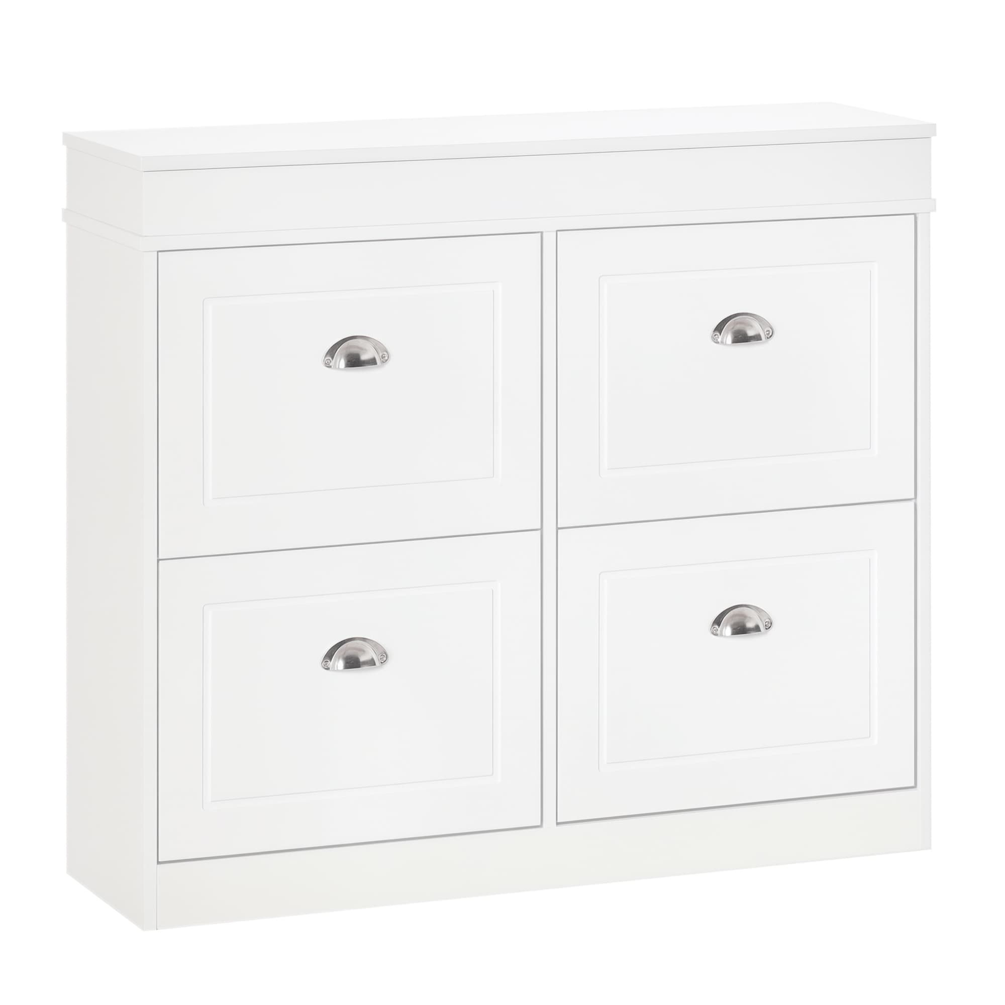 HOMCOM Armoire étagères à Chaussures Rangement organisateur de rangement pour étagère à chaussures 32 paires anti-basculement MDF blanche