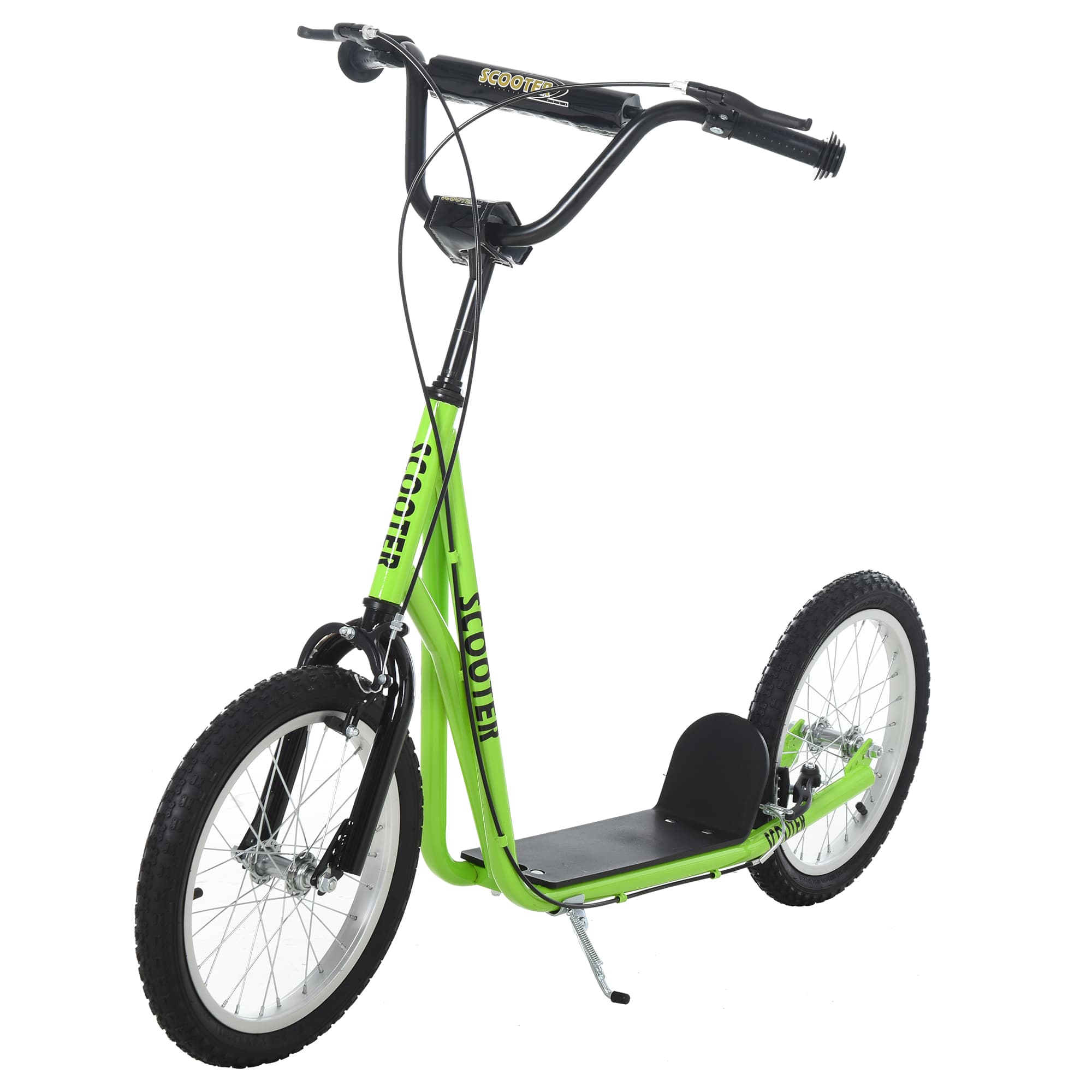 HOMCOM Trottinette patinette pour Enfants à partir de 5 Ans Grands pneus Guidon réglable poignée Frein et béquille Acier Vert