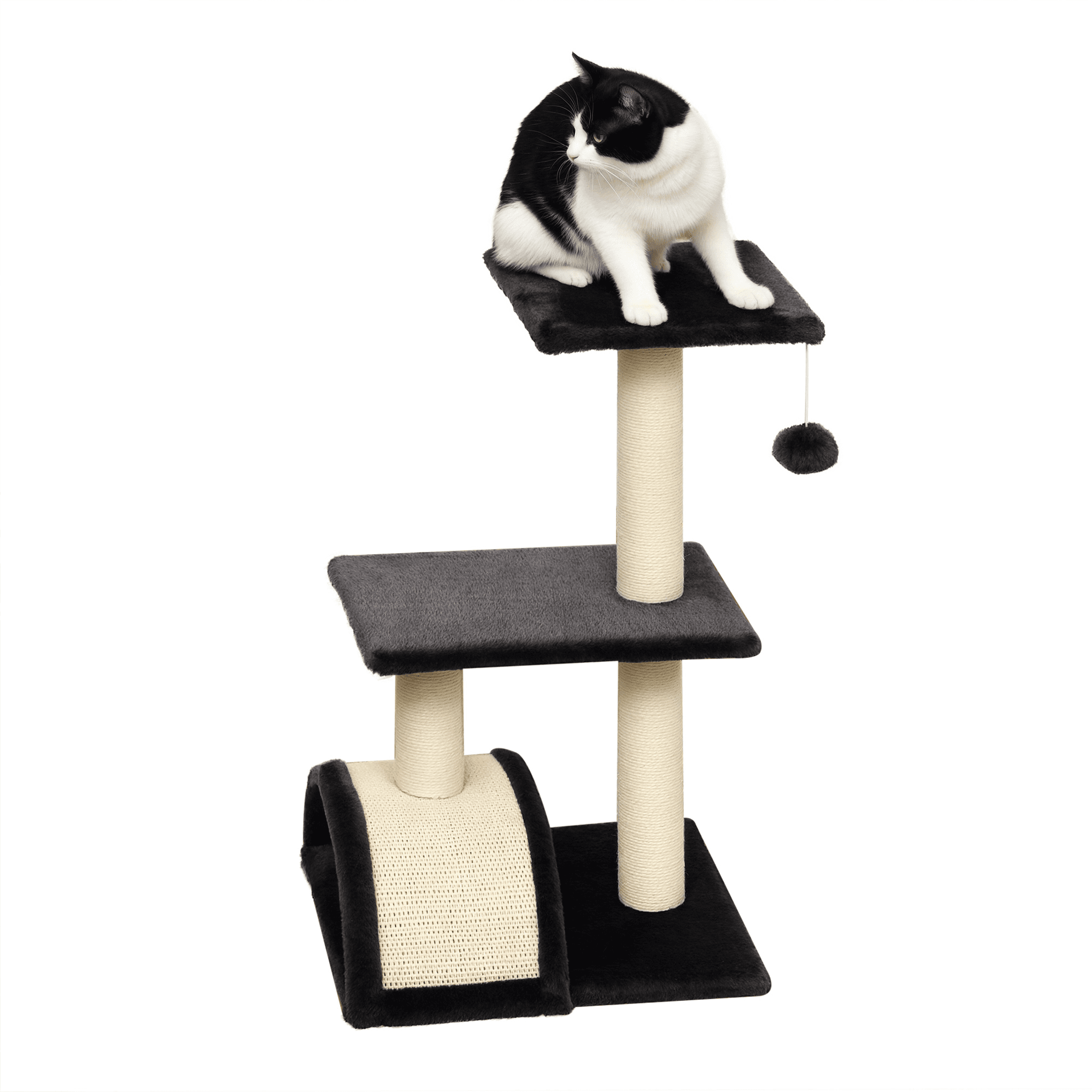 PawHut Arbre à Griffer Design Élégant avec Peluche et Sisal Naturel Gris Aosom France
