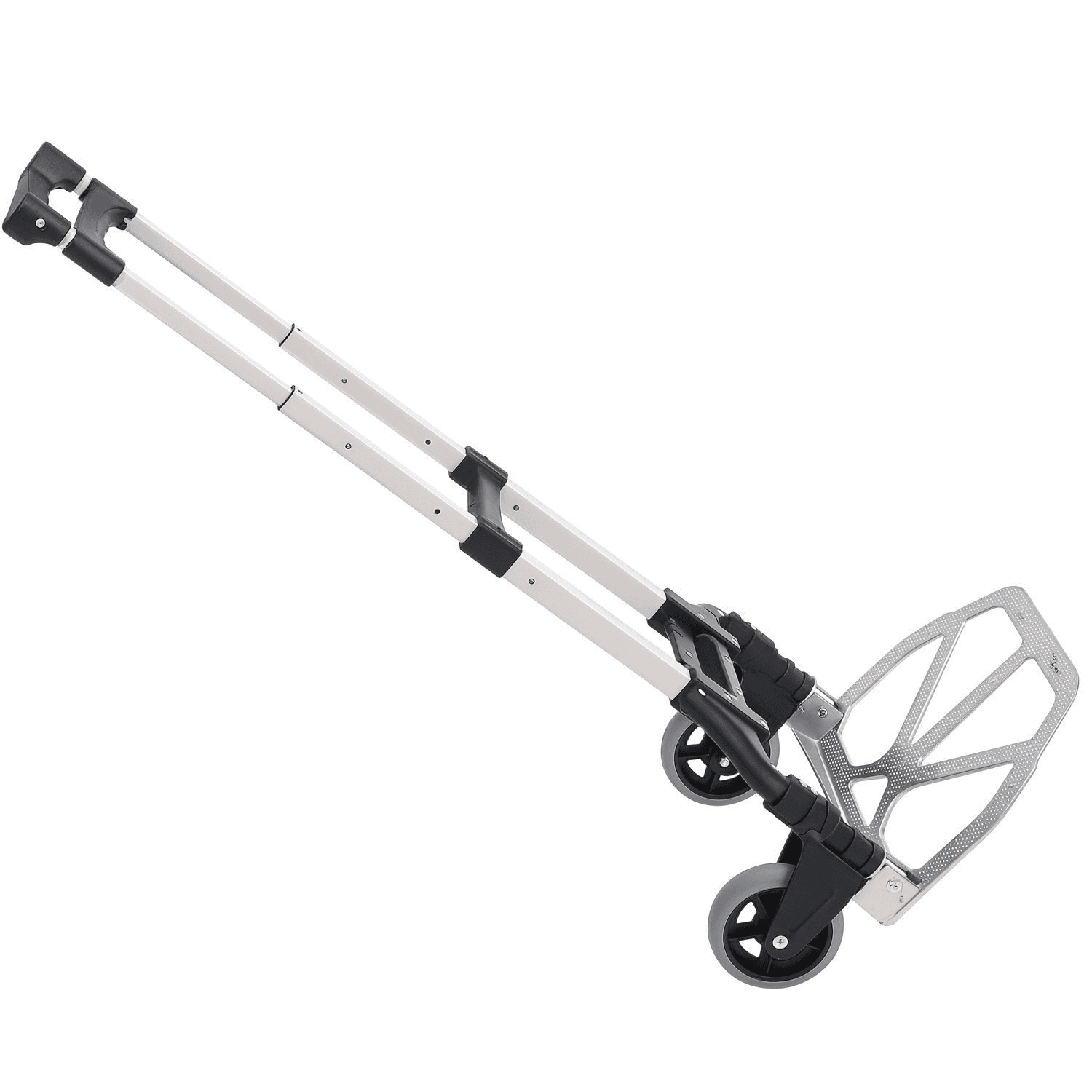 HOMCOM Chariot Diable Pliable Léger Télescopique Charge 70kg Aluminium Argent-Noir Aosom France
