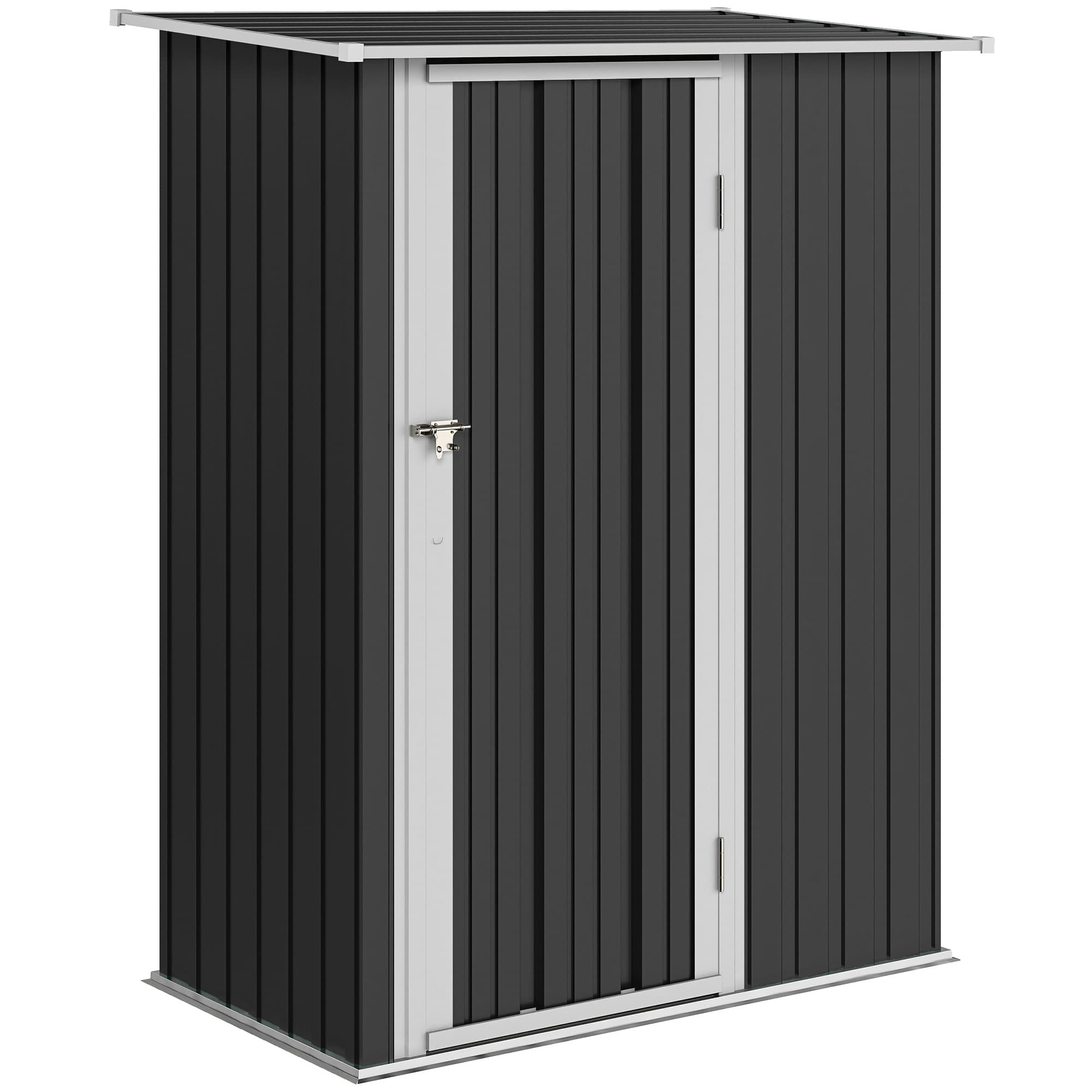 Outsunny Abri de jardin 1 m2 - abri à outils - cabanon porte verrouillable - acier galvanisé gris foncé