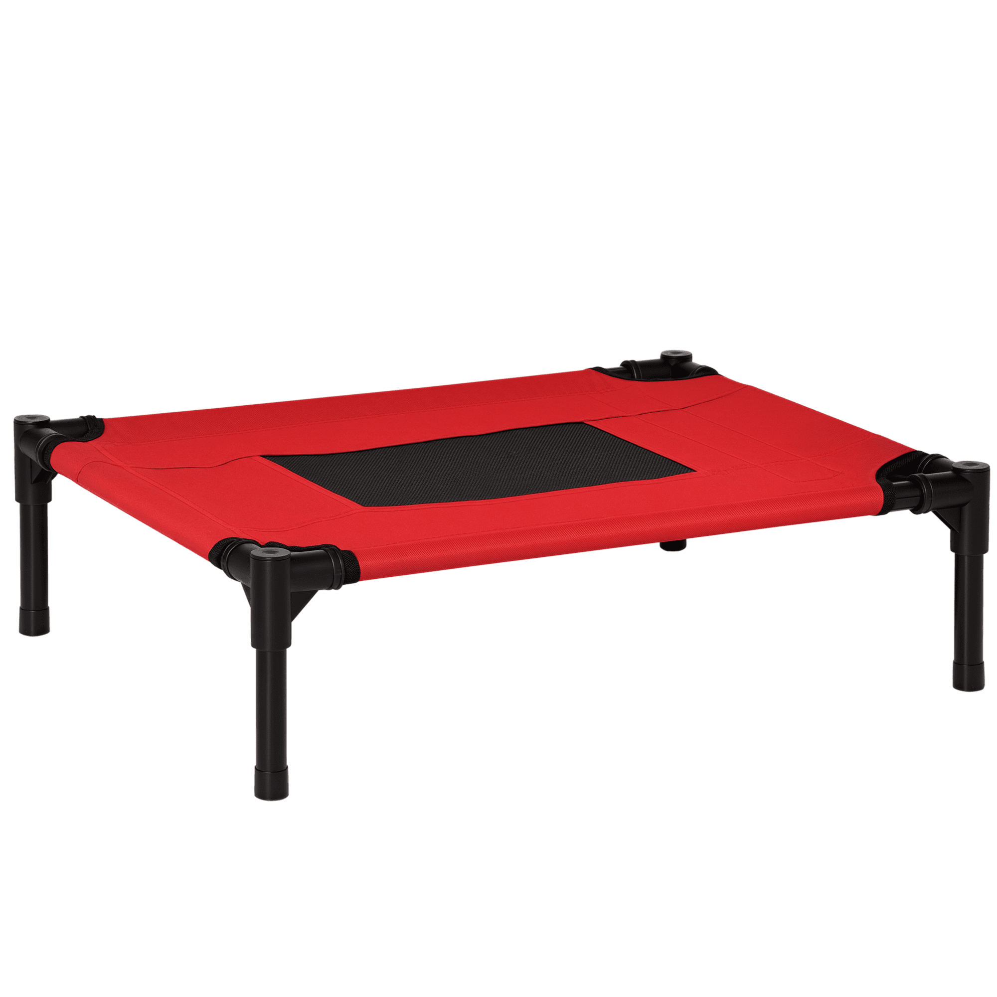 PawHut Lit Surélevé Respirant en Oxford Rouge et Noir pour Animaux de Compagnie 61x46x18cm Confort Optimal Aosom France