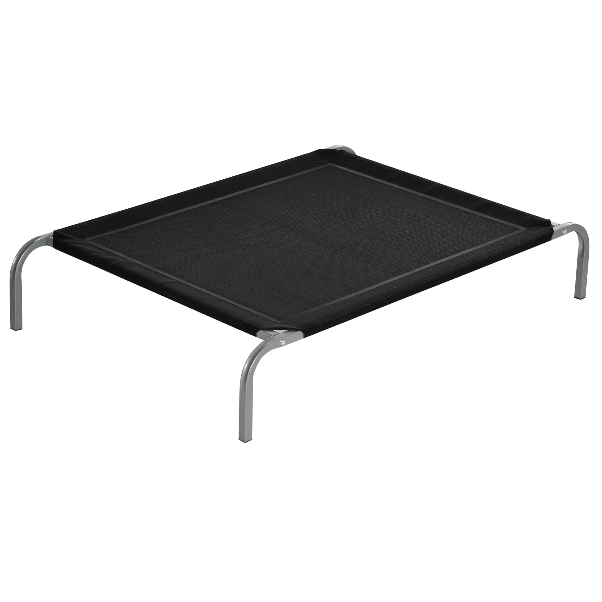 PawHut Lit pour chien chat XL grand confort sur pieds lit de camp 110 x 75 x 20 cm textilène micro-perforé noir