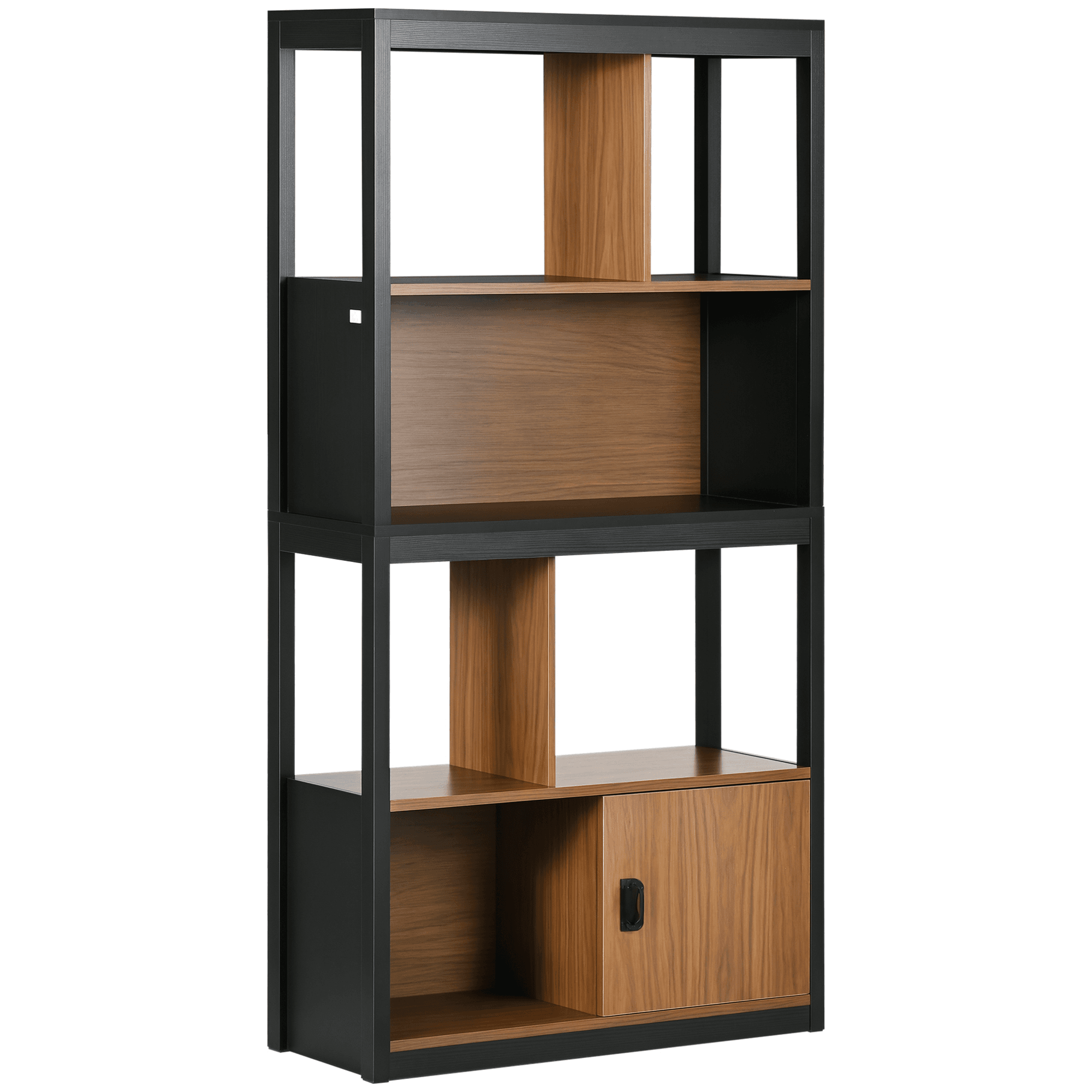 HOMCOM Bibliothèque étagère meuble de rangement 4 niveaux et 1 porte pour salon bureau chambre à coucher 76,5 x 30 x 150 cm