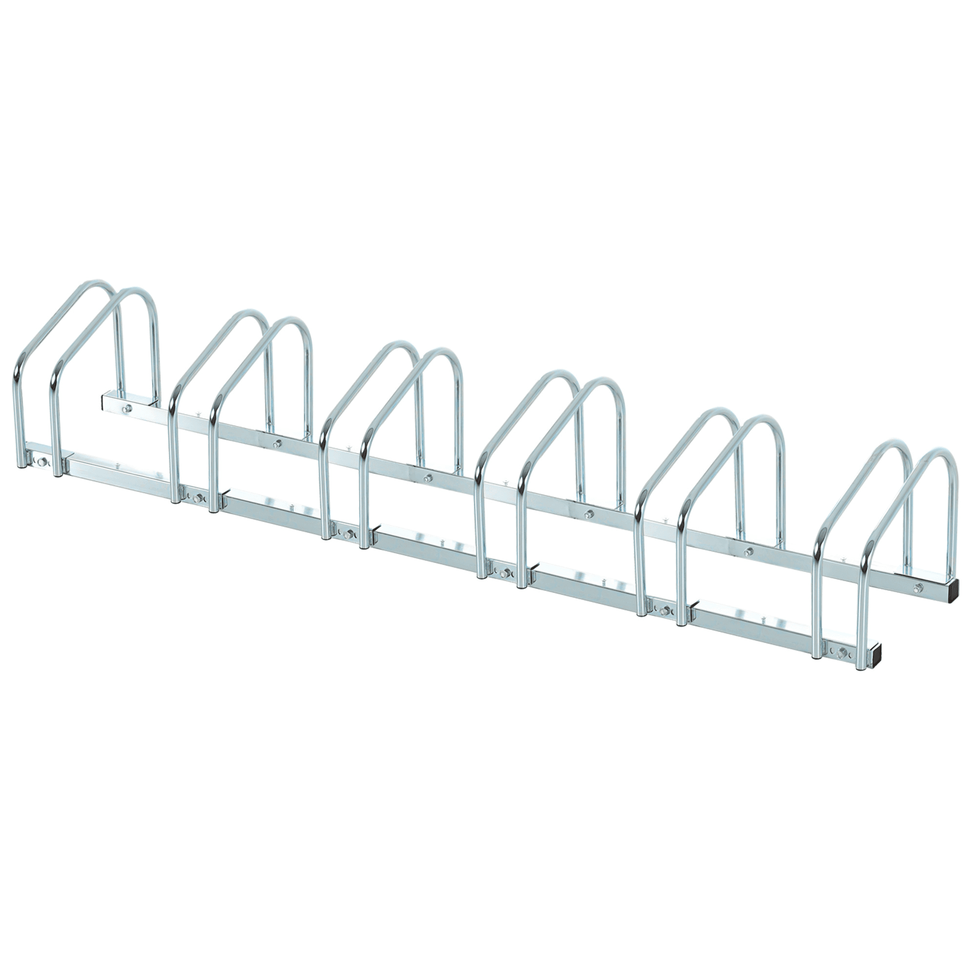 HOMCOM Râtelier 6 vélos range-vélos support rangement vélo à pneu 65 mm dim. 179L x 33l x 27H cm acier galvanisé argent