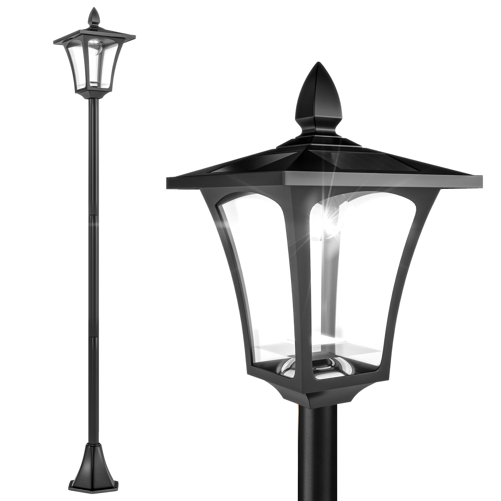 Outsunny Luminaire extérieur lampadaire sur pied solaire lampadaire lanterne classique LED 40 Lm dim. 18L x 18l x 160H cm noir