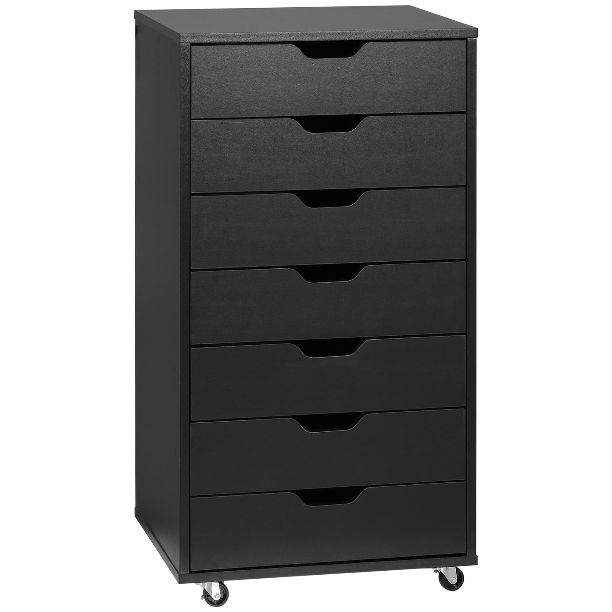 Vinsetto Caisson de bureau à roulette meuble rangement bureau avec 7 tiroirs organisateur pour documents, format A4 ou lettres