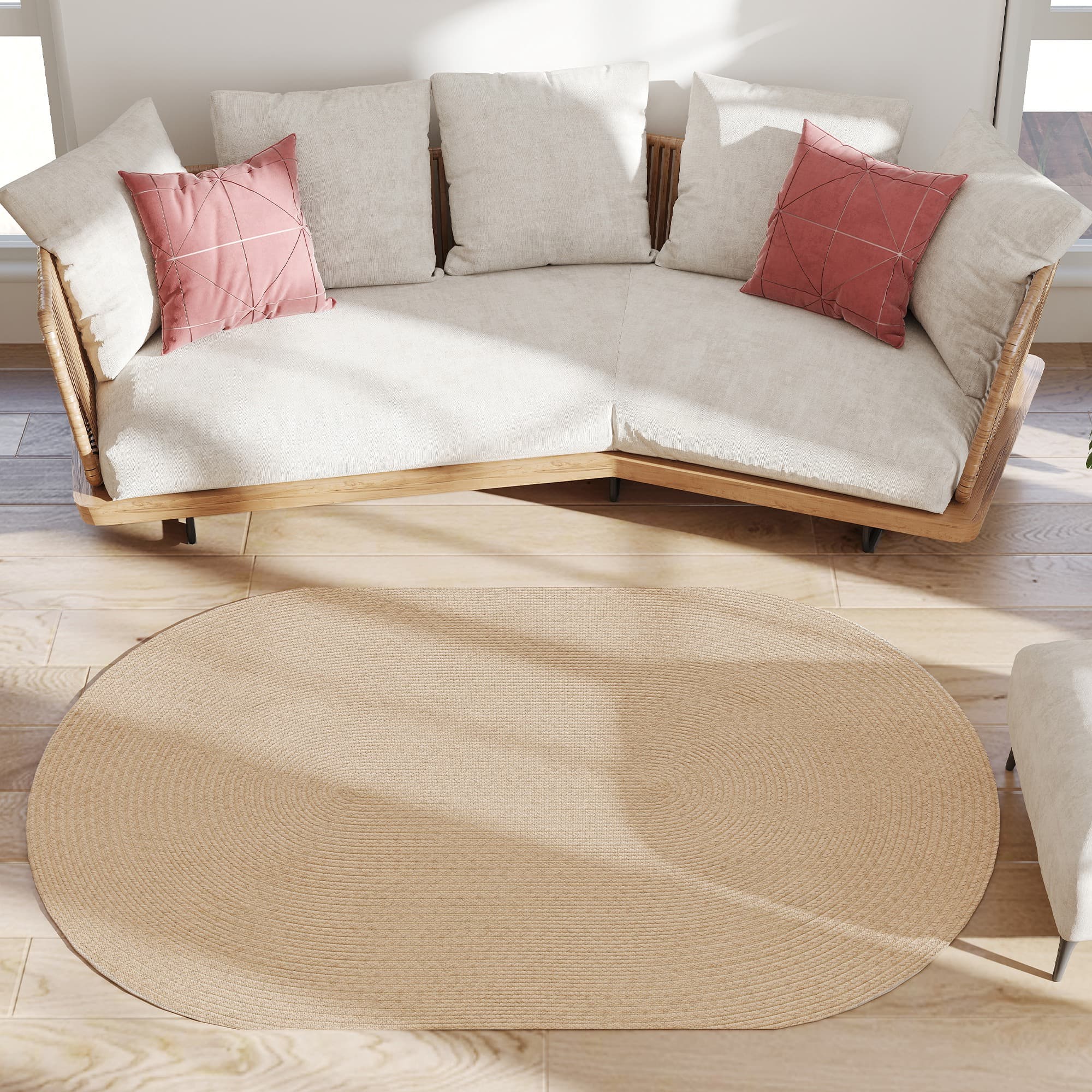 HOMCOM Tapis Salon 170x120 cm Lavable en Machine Tissé à la Main Style Rustique Tapis pour Salon Chambre Beige