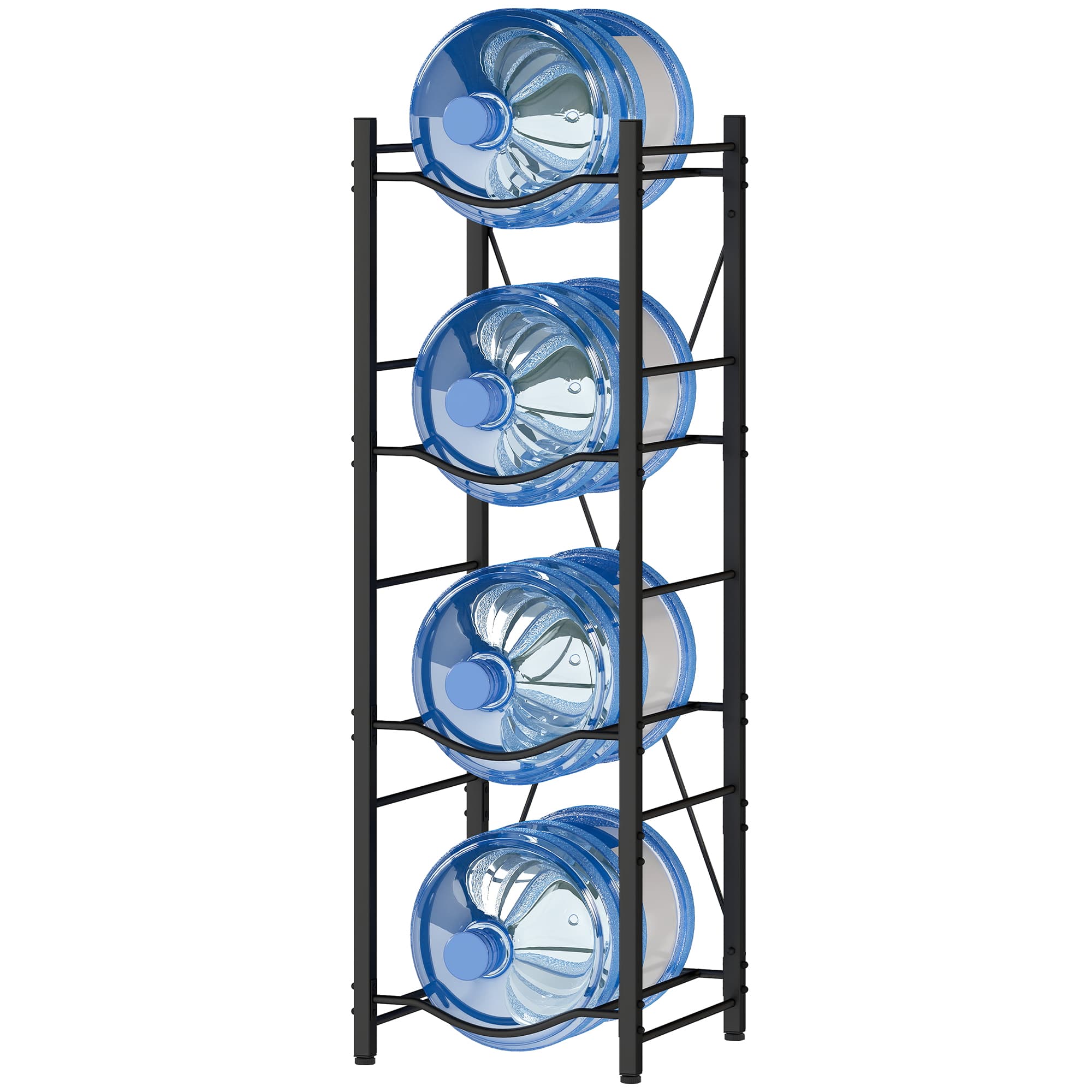 HOMCOM Support pour Bonbonnes d'Eau de 4 Niveaux Étagère de Rangement pour Bouteille d'Eau pour Cuisine Salle à Manger Noir