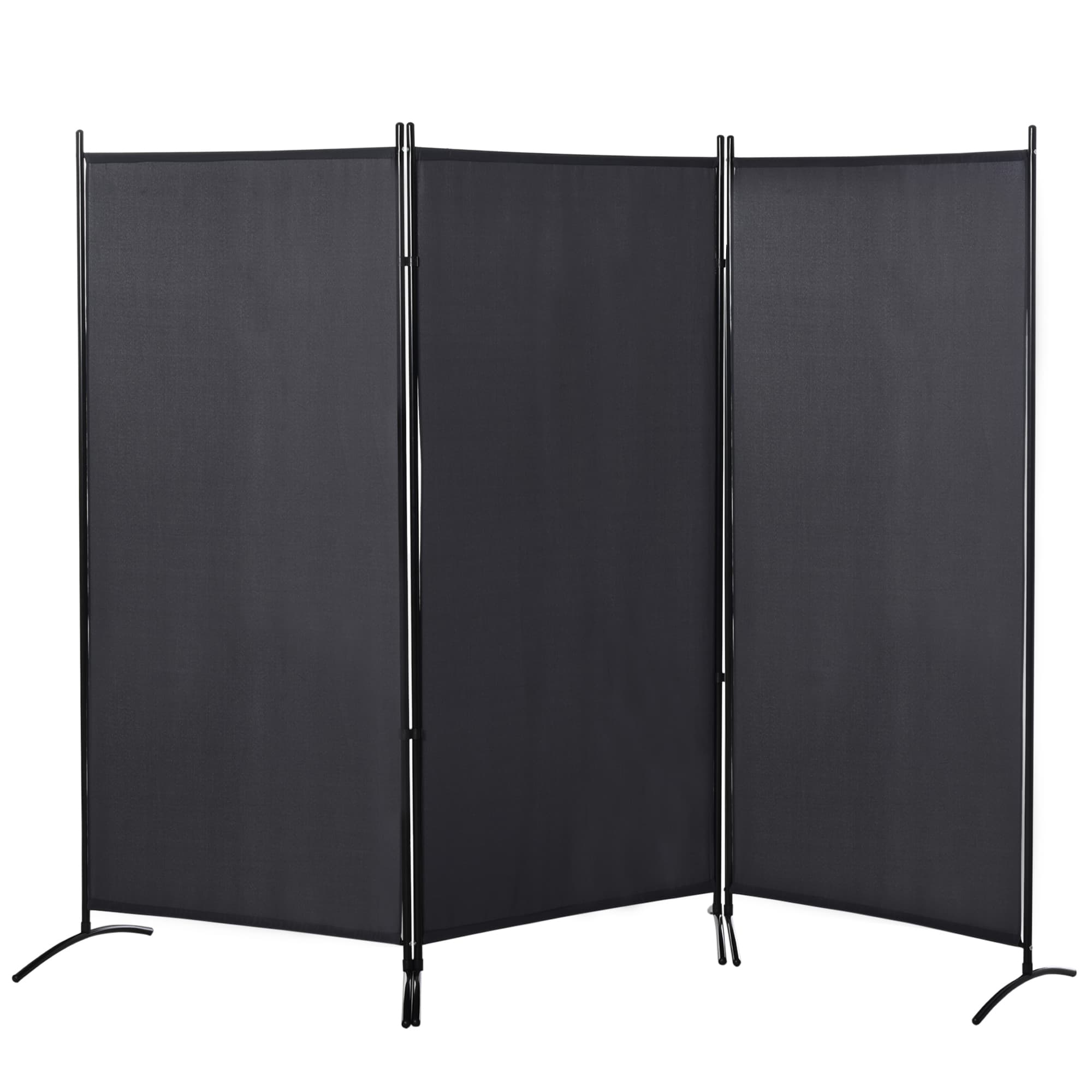 HOMCOM Paravent 3 panneaux dim. 2,53L x 0,5l x 1,82H m Store latéral Brise-Vue paravent sur Pied séparateur métal Polyester