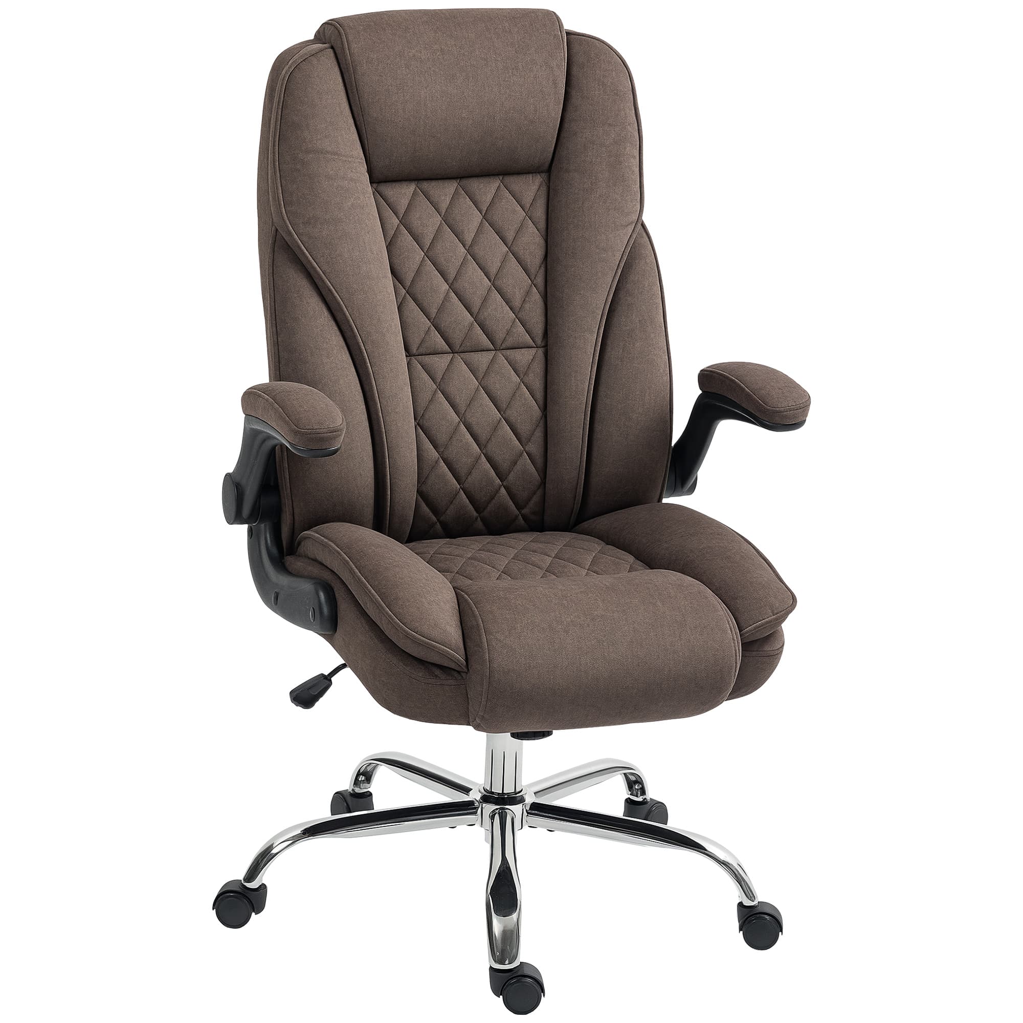 HOMCOM Fauteuil de bureau, chaise bureau ergonomique, hauteur réglable, accoudoirs relevables, 70 x 70 x 114-122 cm, marron