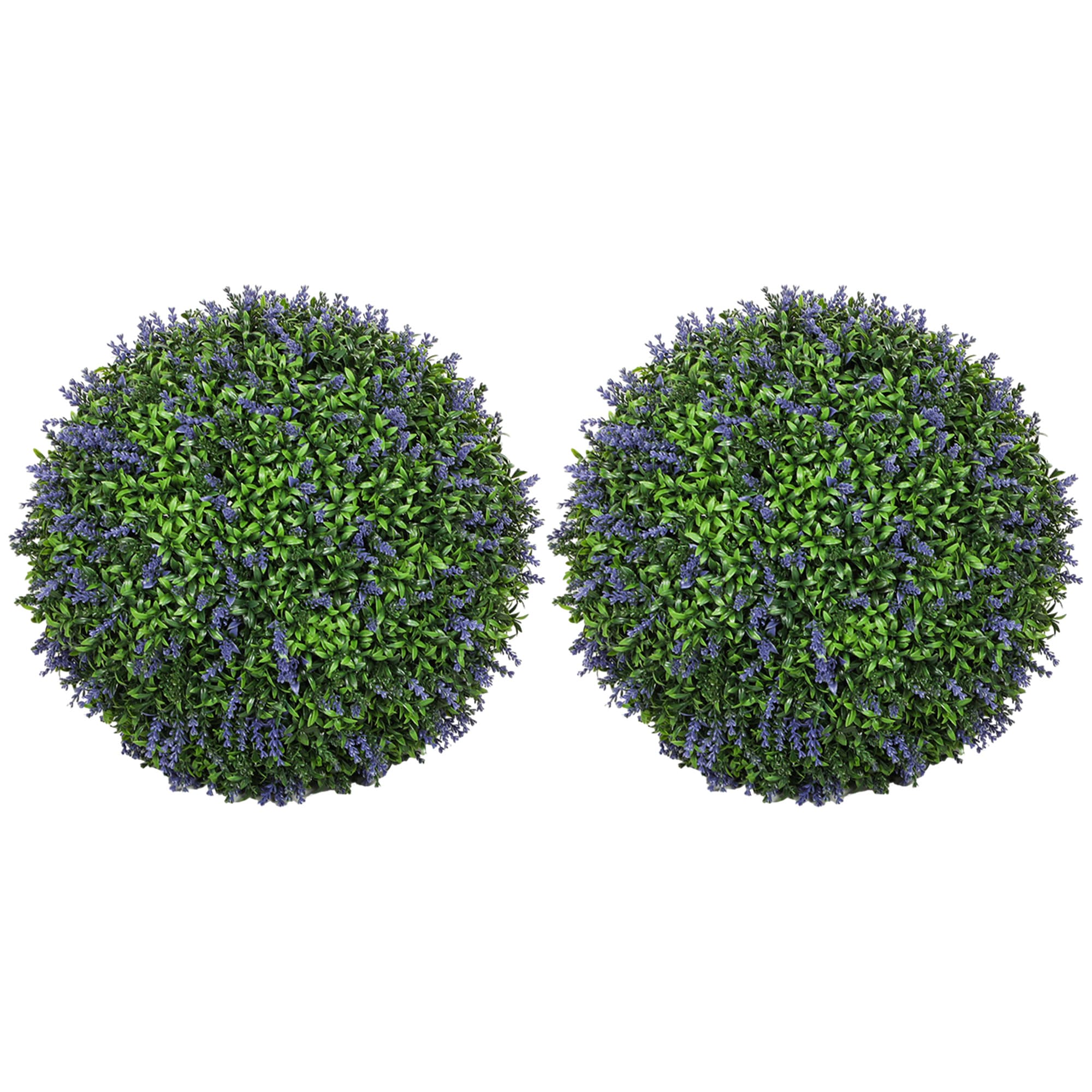 HOMCOM Lot de 2 boules topiaires artificielles, fausses plantes décoratives résistantes aux UV, Ø 42 cm, violet et vert