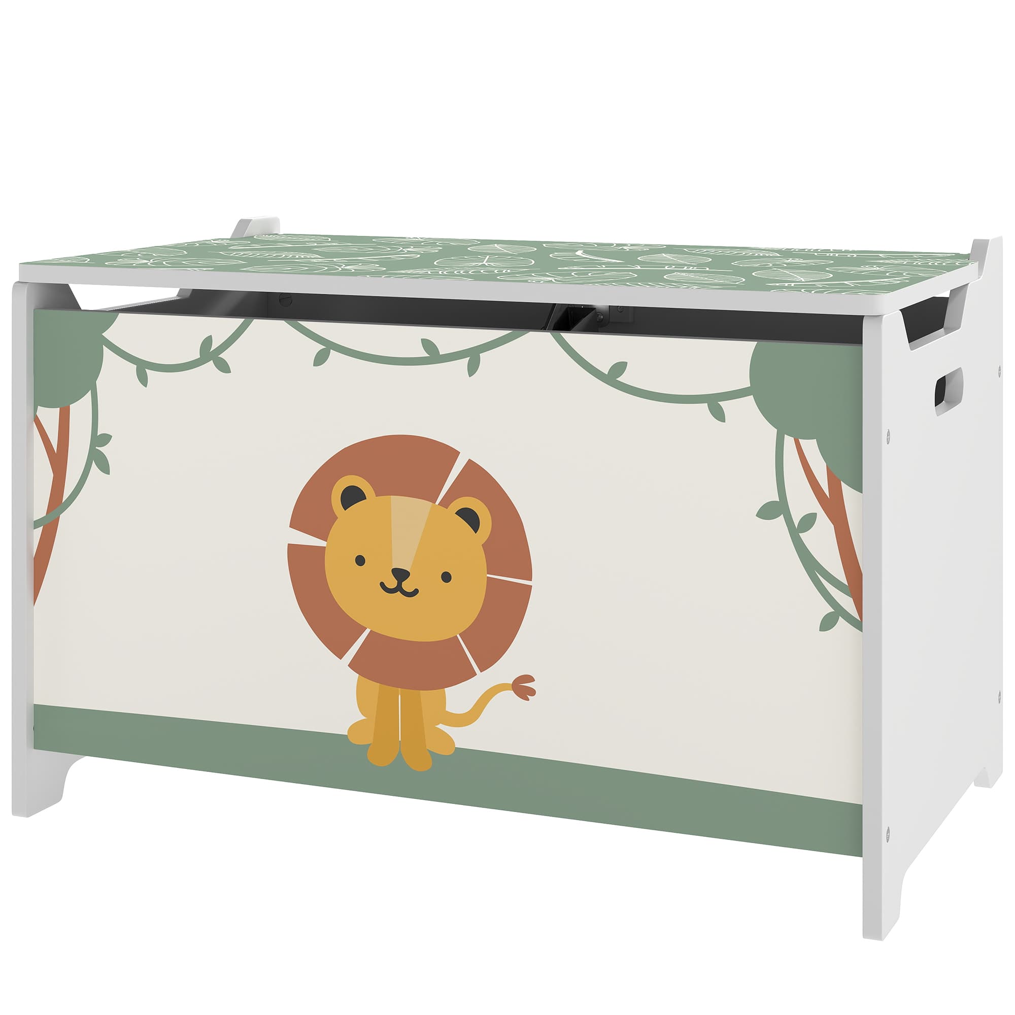 AIYAPLAY Coffre à jouets avec couvercle, coffre de rangement enfant avec charnières de sécurité, 60 x 37 x 39 cm, vert