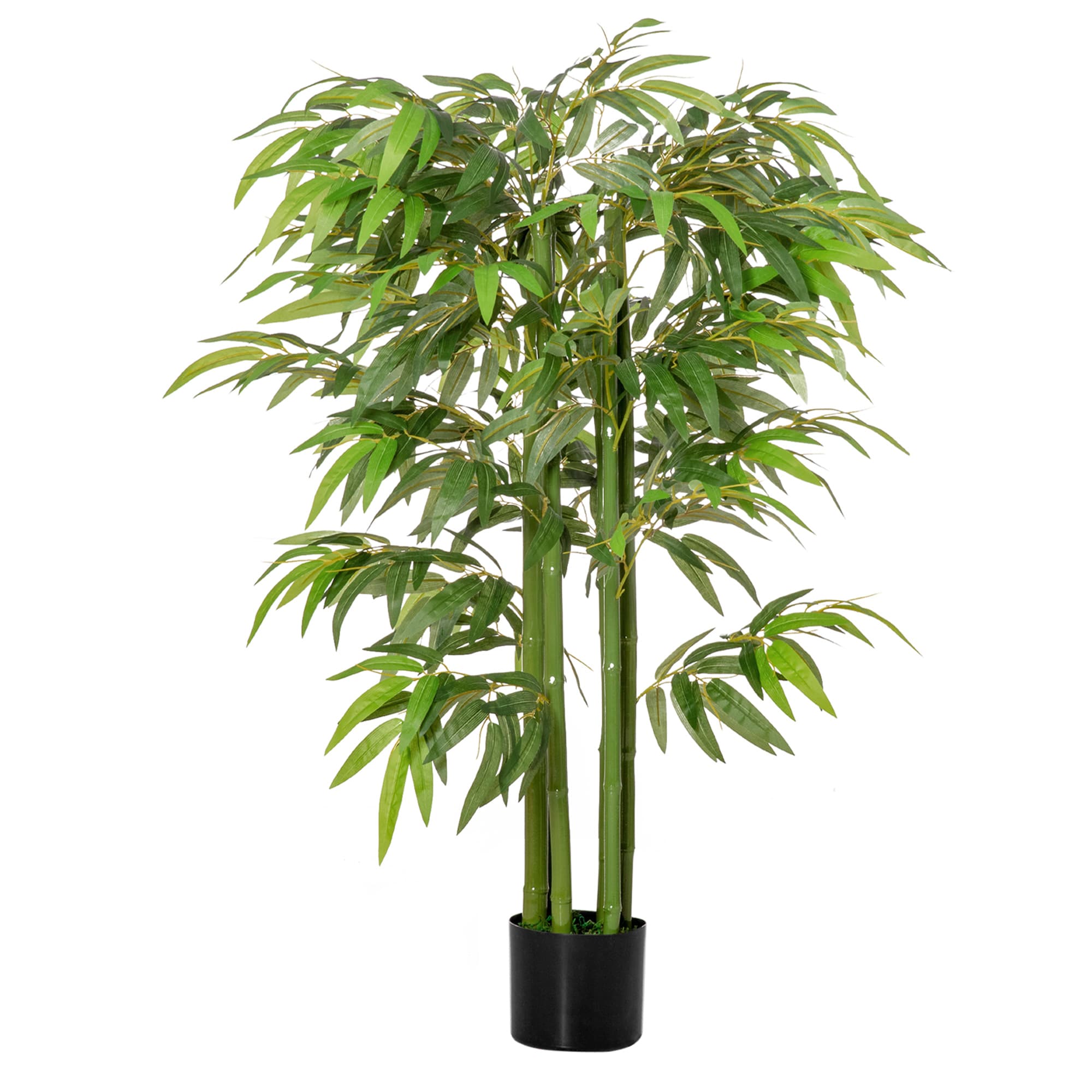 HOMCOM Plante artificielle bambou arbre artificiel 140 cm avec pot, fausse plante vert décoration d'intérieur