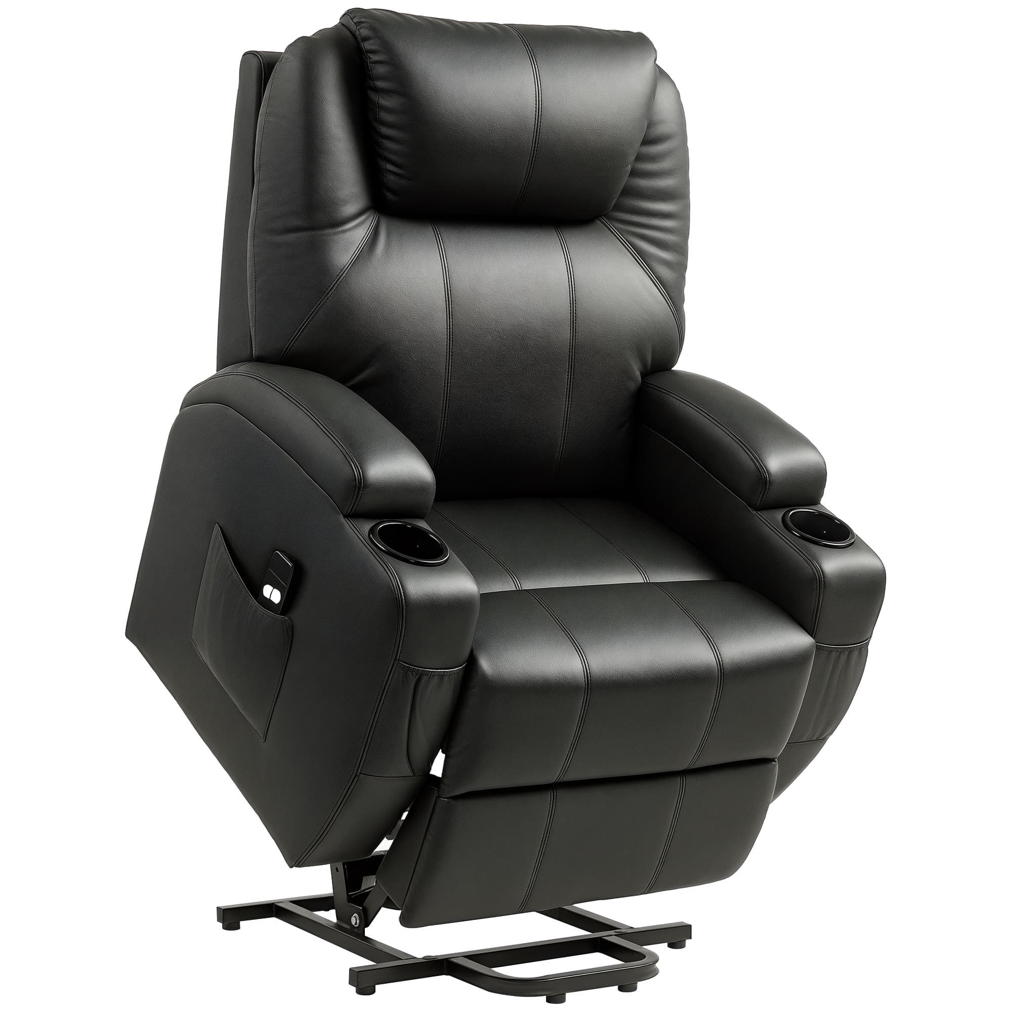 HOMCOM Fauteuil relax Fauteuil releveur électrique inclinable Repose-Pied relevable télécommande revêtement synthétique Noir Aosom France