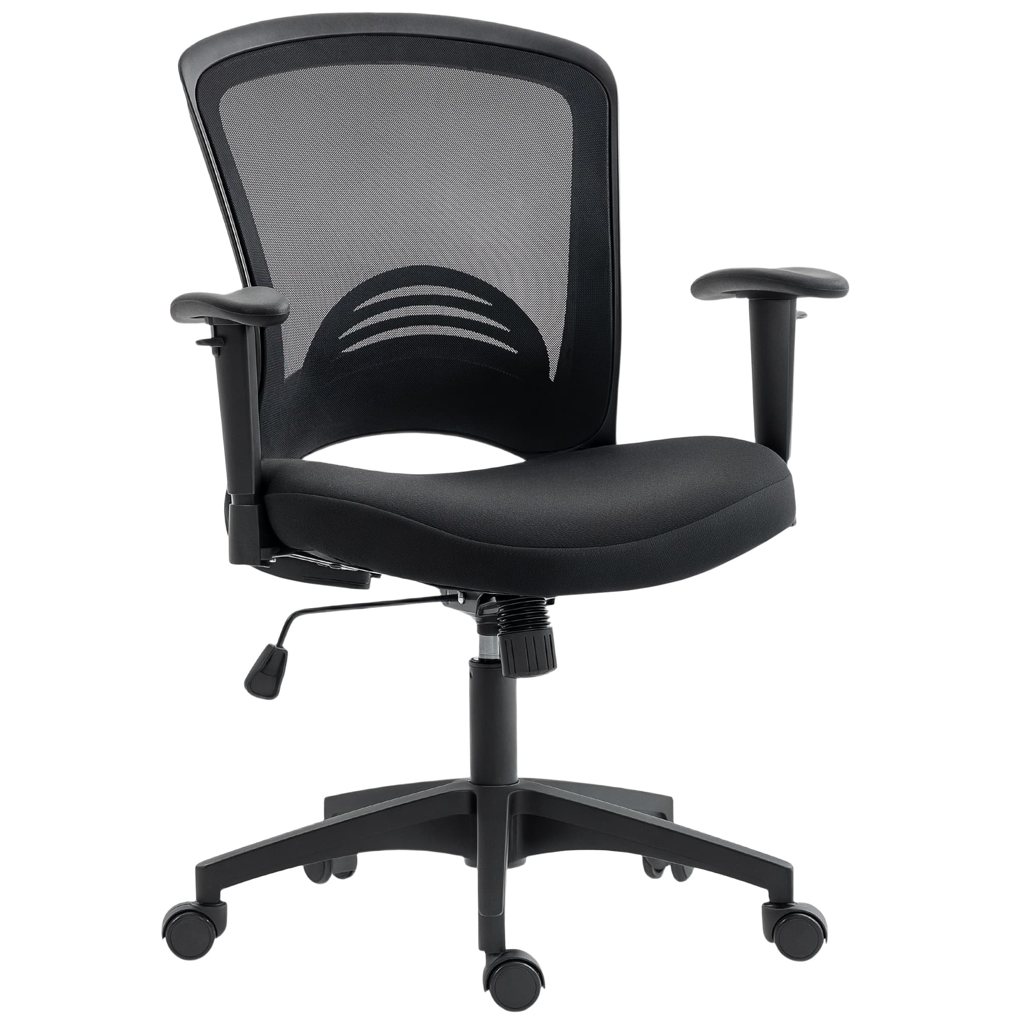 HOMCOM Chaise de Bureau Respirante et Inclinable à Hauteur Réglable, en Maille, 65x59x92,5-102,5 cm, Noir