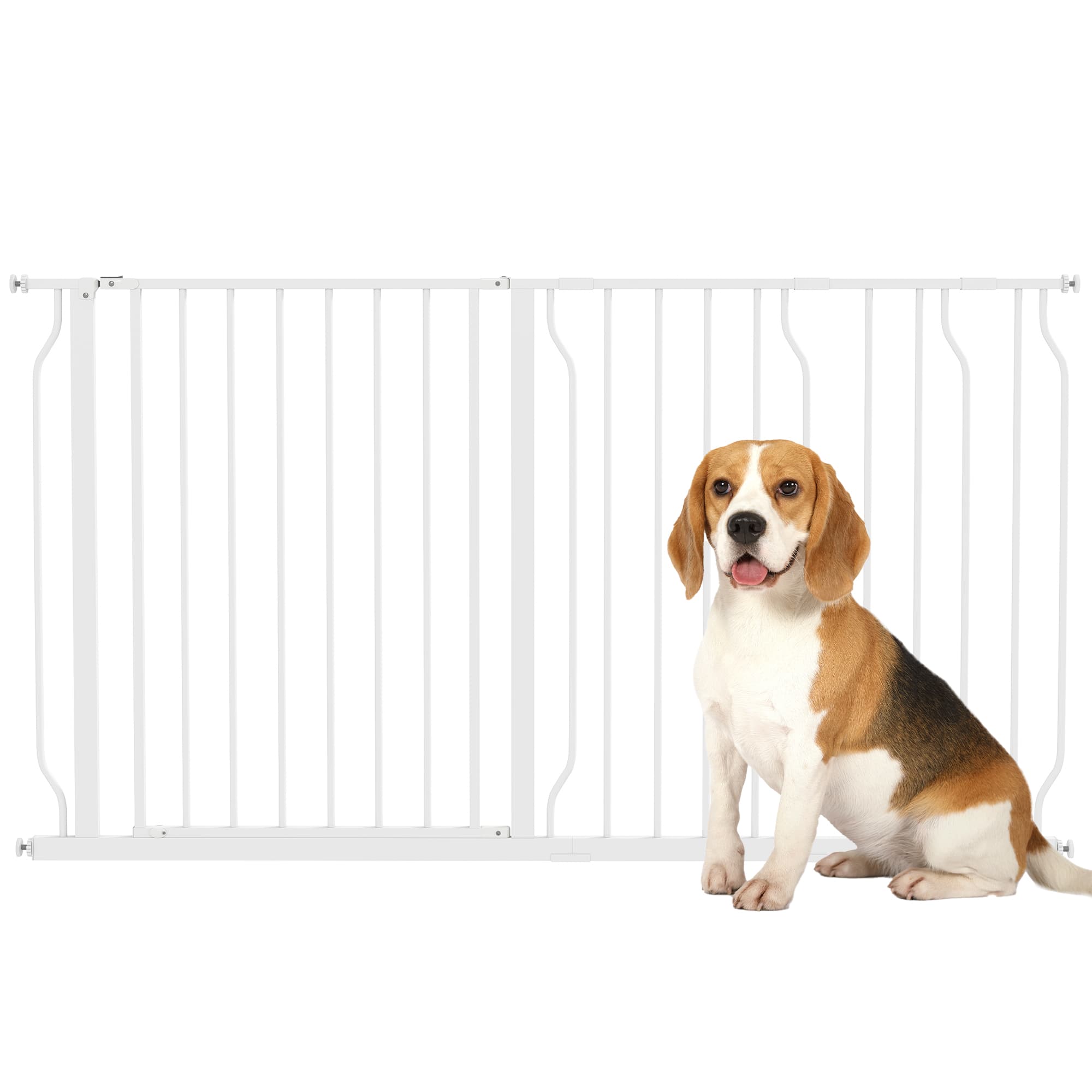 PawHut Barrière de sécurité longueur réglable barrière escaliers couloirs portes sans perçage en acier et ABS dim. 73L x 76H cm blanc