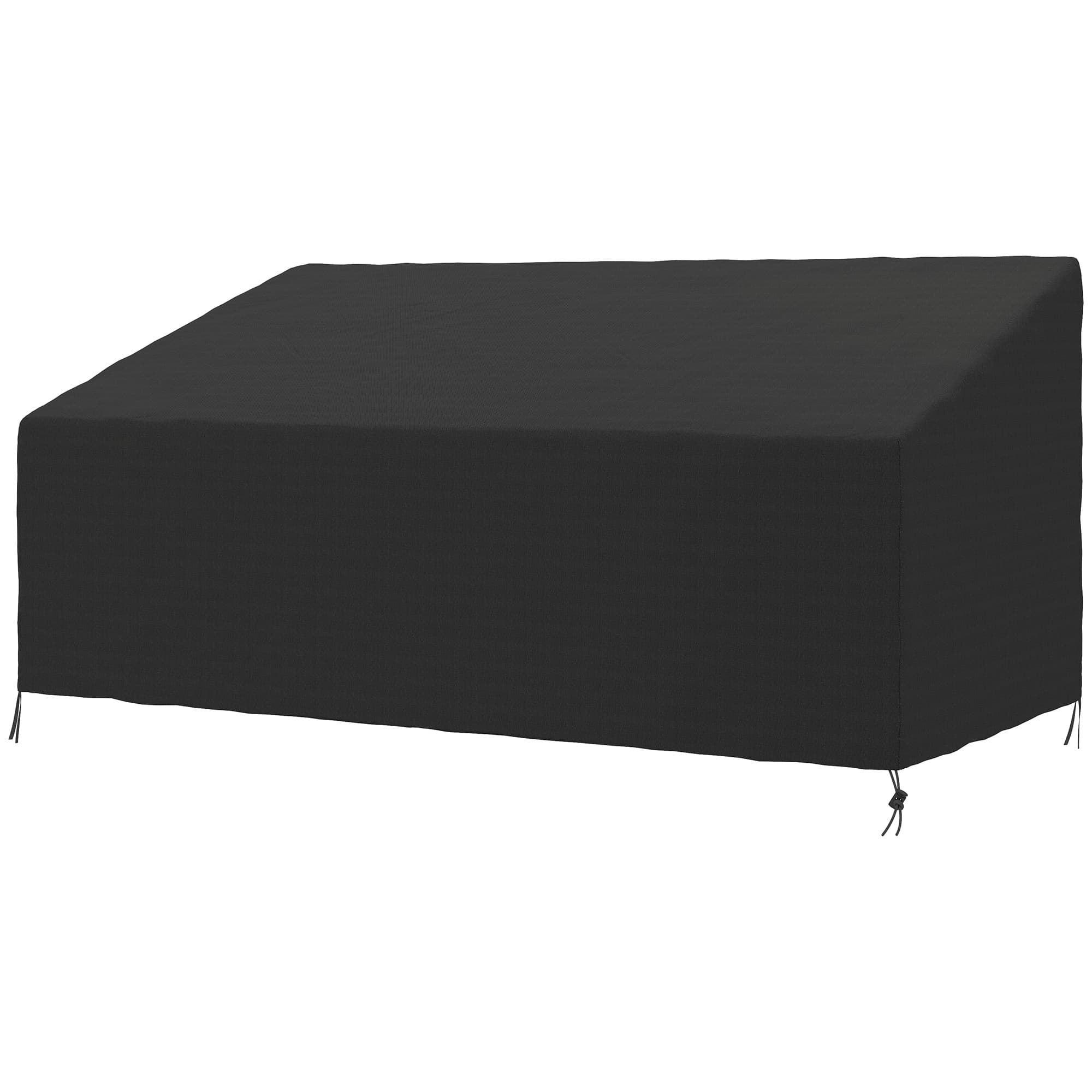 Outsunny Housse de canapé exterieur imperméable 3 places, housse de banc de jardin 600D tissu oxford, 218 x 111 x 63/101 cm, noir
