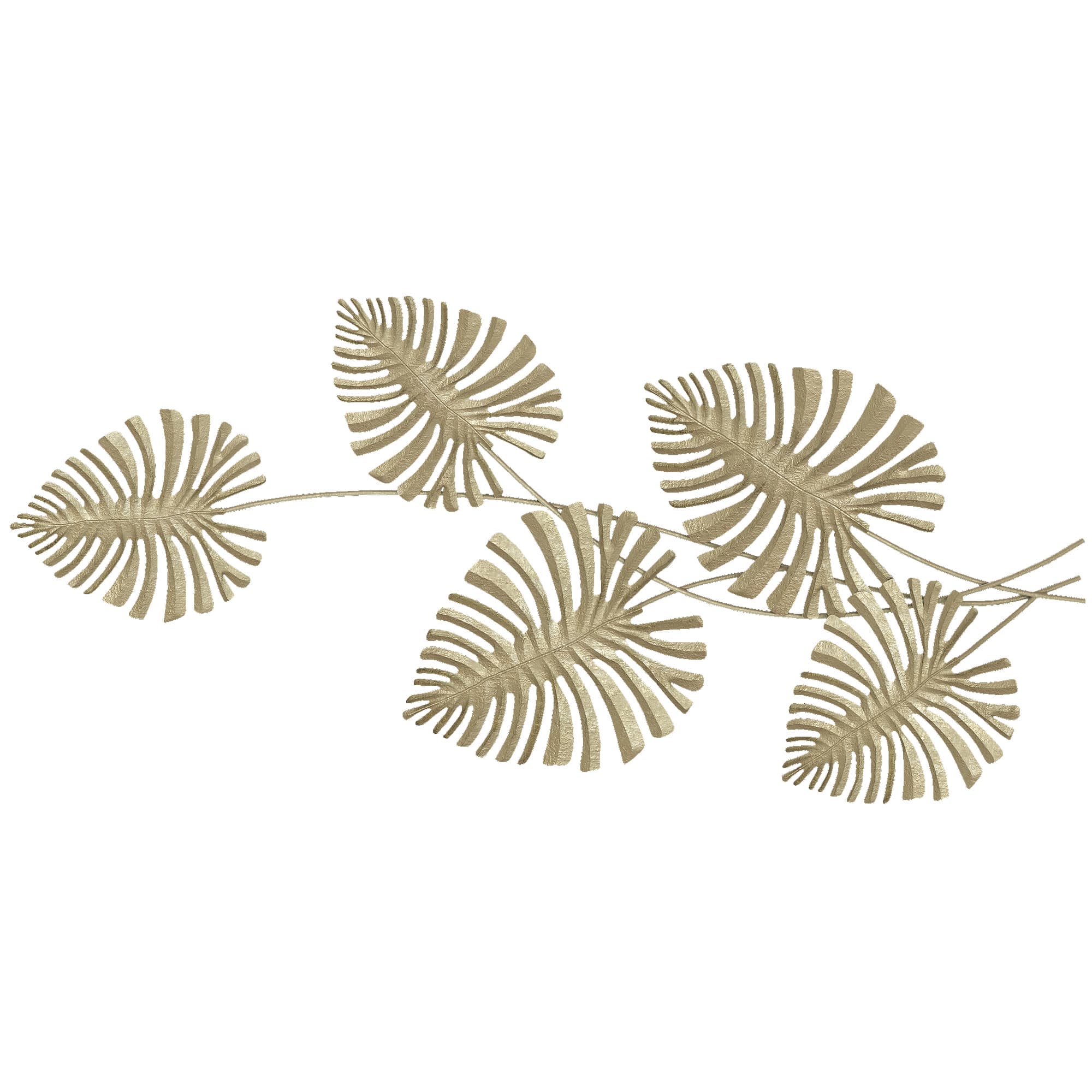 HOMCOM Sculpture Murale à 5 Feuilles de Monstera en Métal Doré avec Accessoires de Montage Inclus, 83x2,5x39 cm